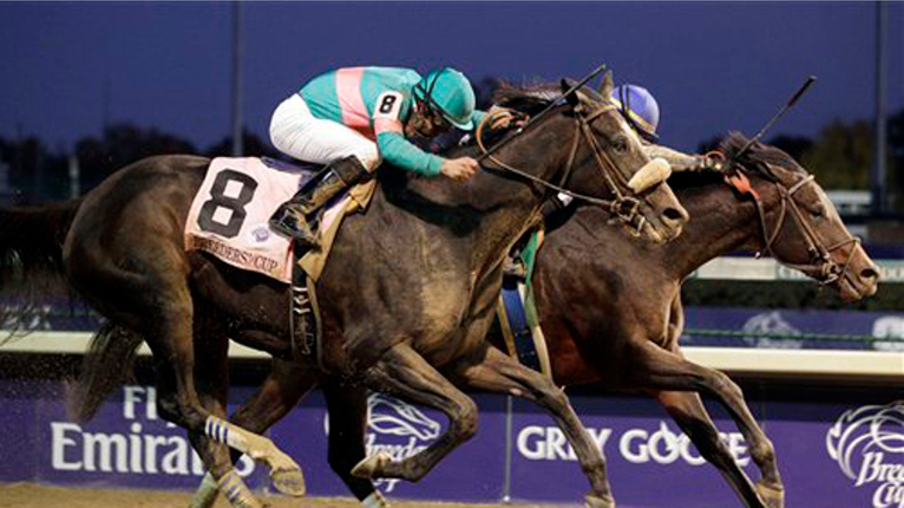 Nov. 6, 2010: Garrett Gomez riding Blame beats Mike Smith riding Zenyatta during the Classic race at the Breeders' Cup at Churchill Downs in Louisville, Ky.