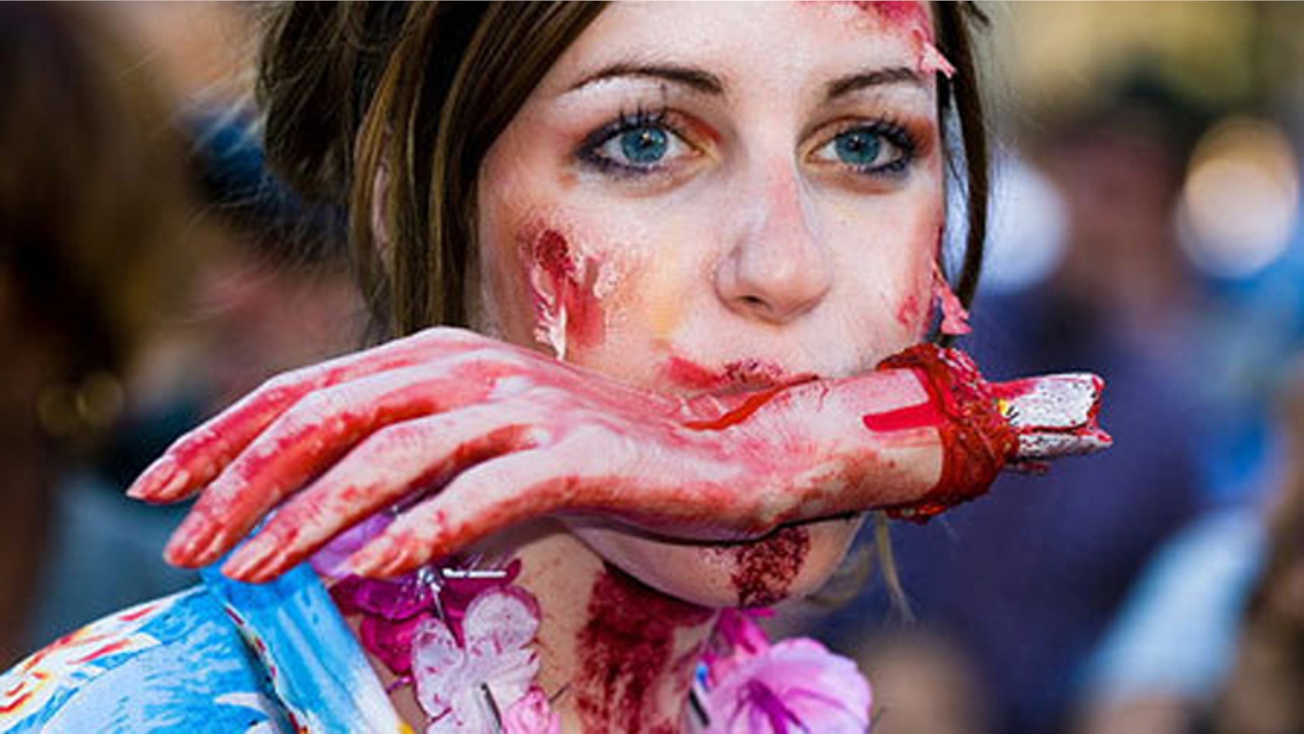 A participant in a Toronto 'zombie walk' in September 2009.