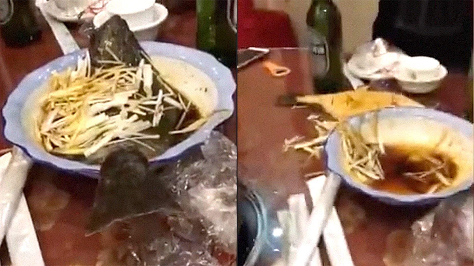 Footage from an unnamed Chinese restaurant appears to shows a fish — plated and dressed with sauce and scallions — seeming to spring to life.