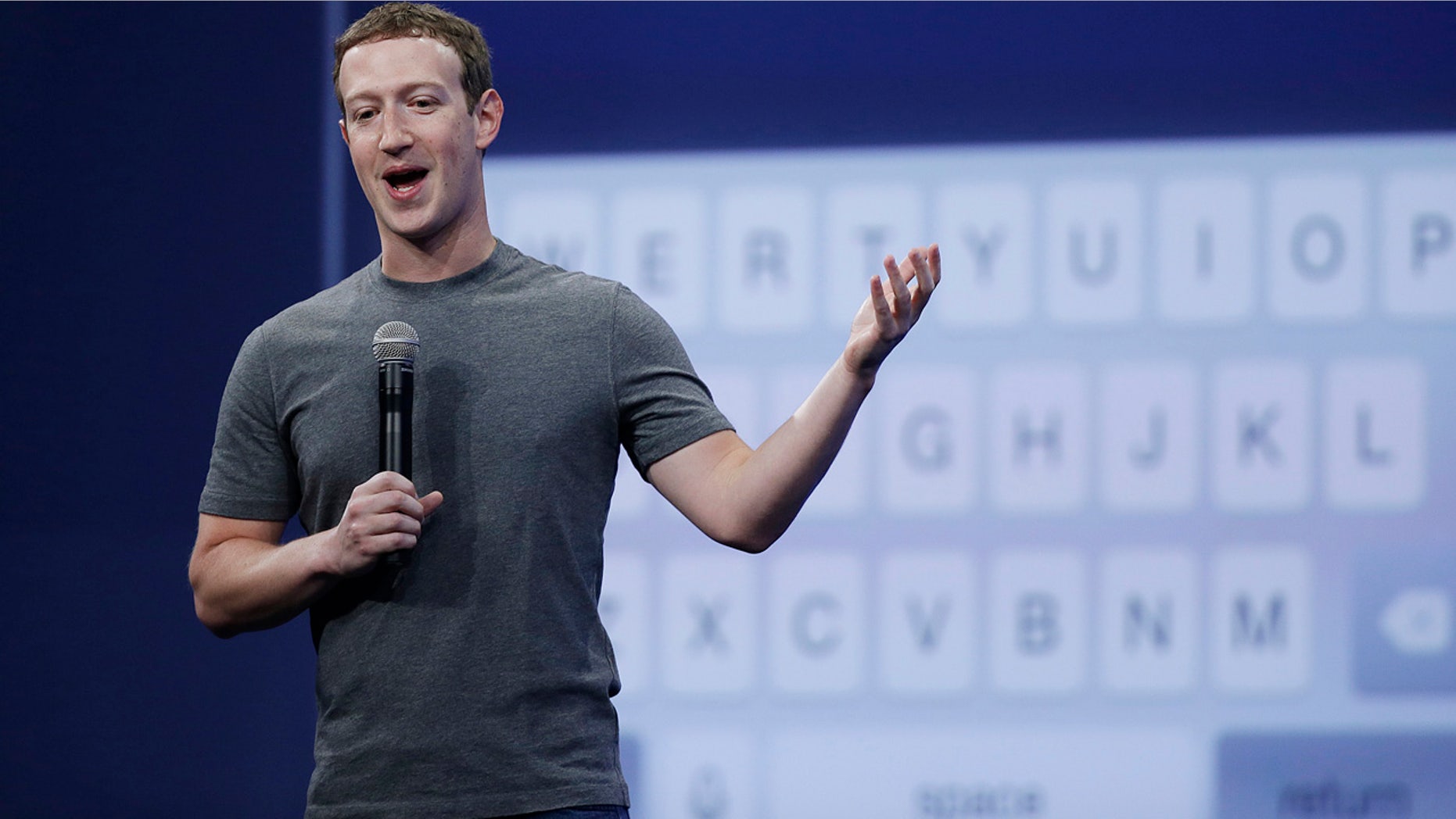 FILE - In this March 25, 2015, file photo, Mark Zuckerberg talks about the Messenger app during the Facebook F8 Developer Conference in San Francisco. (AP Photo/Eric Risberg, File)