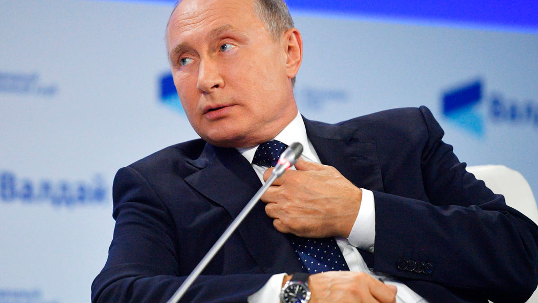 FILE: Russian President Vladimir Putin speaking at a meeting of the Valdai International Discussion Club in Sochi, Russia.