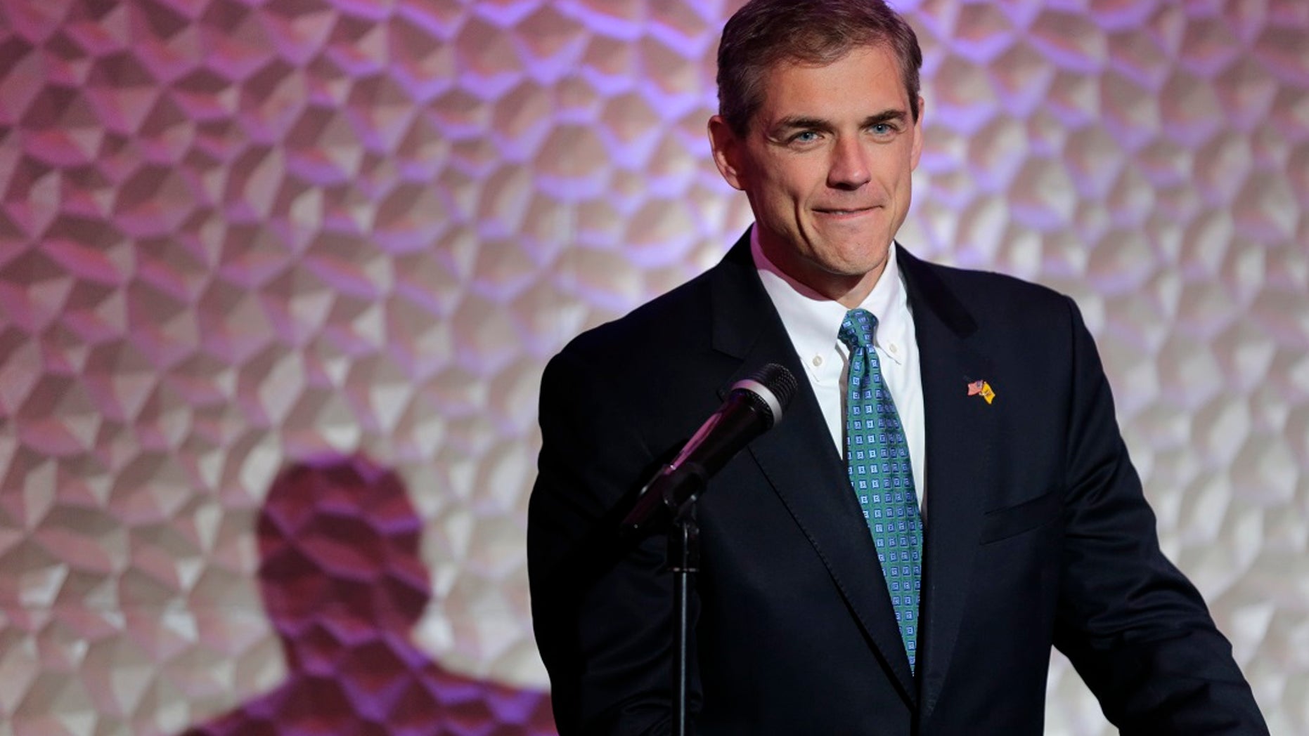 Republican congressional candidate Jay Webber speaks at a reception in Wayne, N.J.