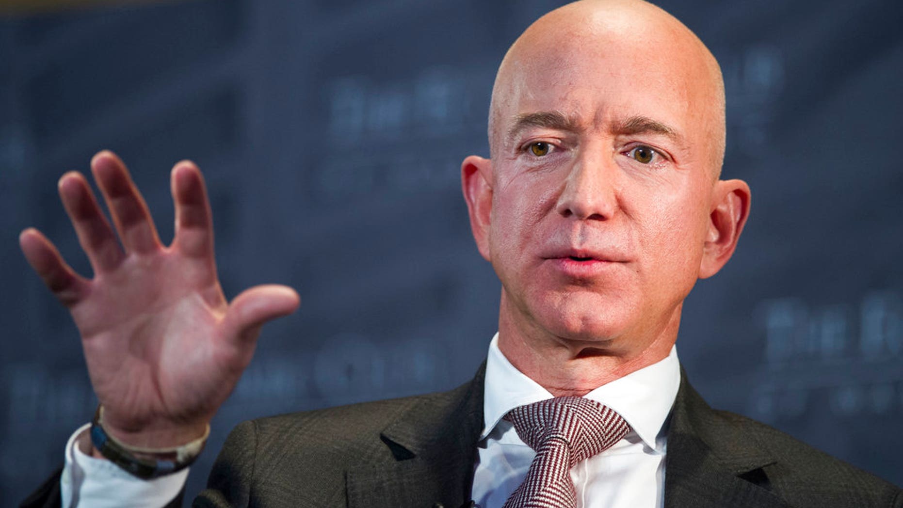 File photo: Jeff Bezos, Amazon founder and CEO, speaks at The Economic Club of Washington's Milestone Celebration in Washington.