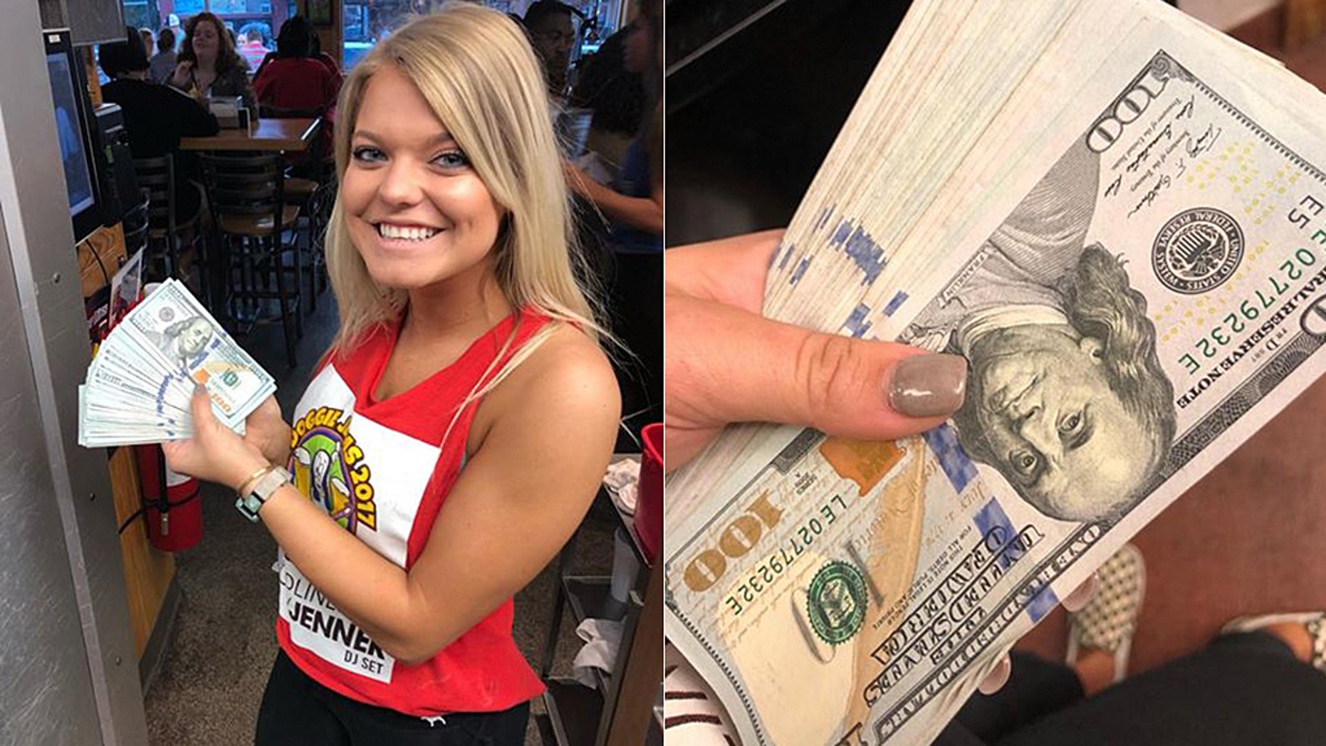 A waiter in North Carolina on Saturday received a tip of $ 10,000 from a customer who had ordered two streams. 