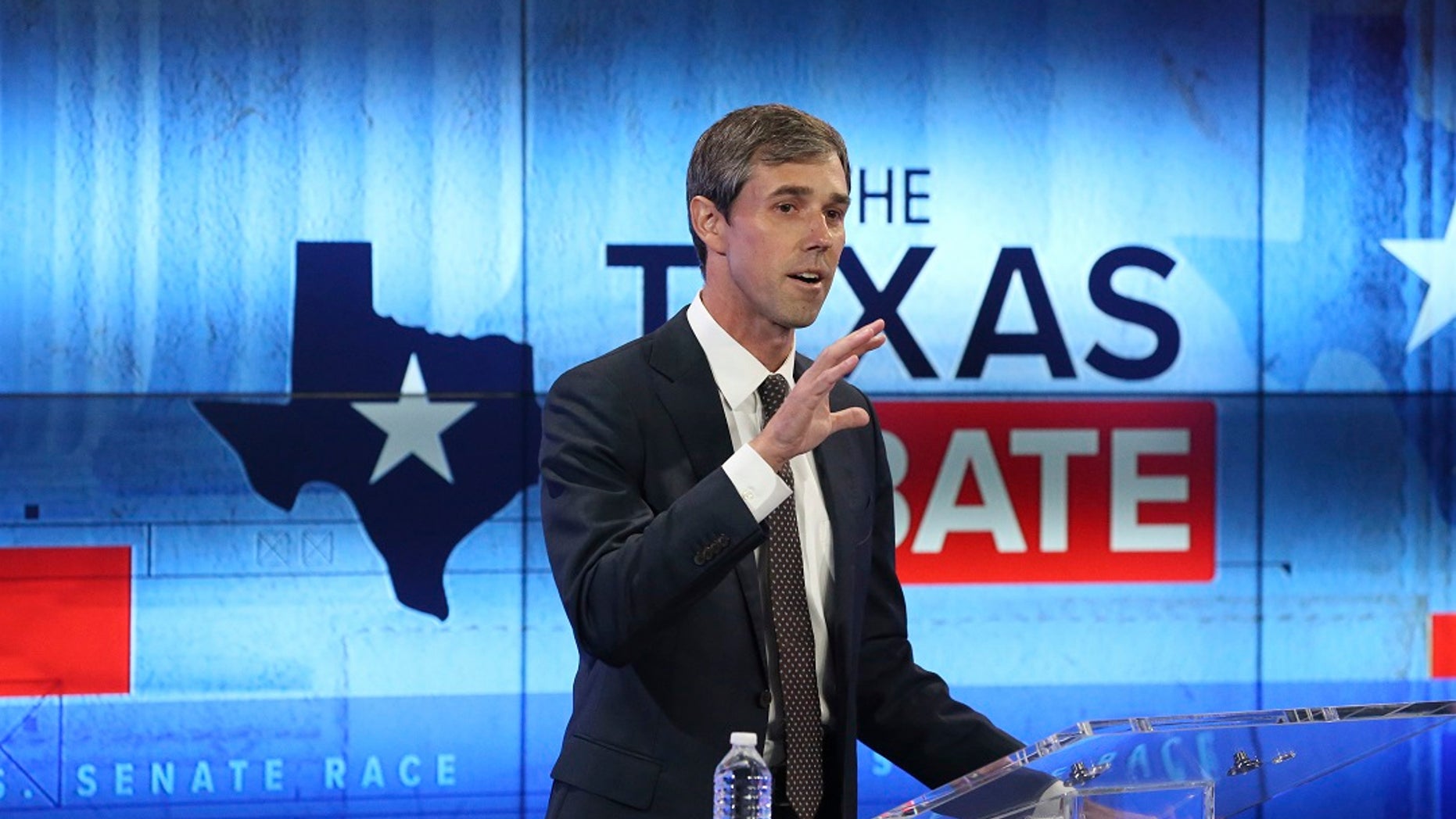 U.S. Rep. Beto O'Rourke, D-Texas, pictured, takes part in a debate for a U.S. Senate seat against incumbent U.S. Sen. Ted Cruz, R-Texas.