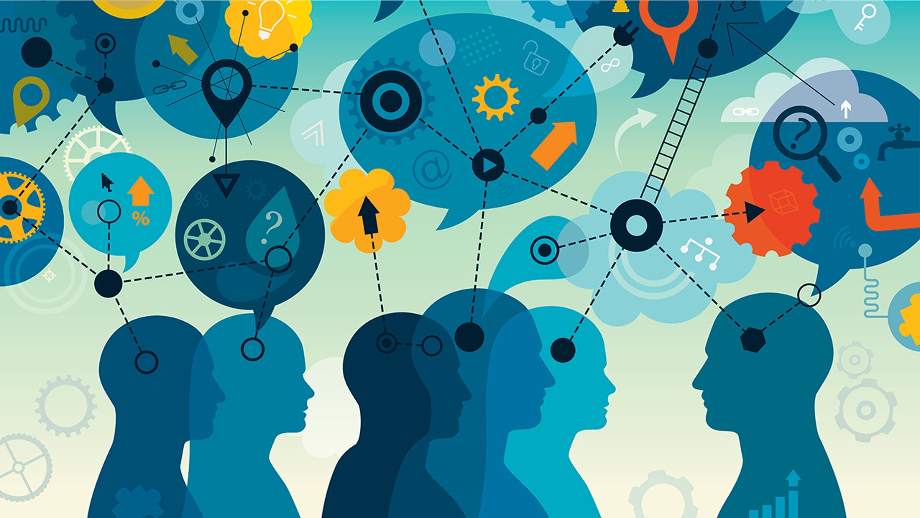 Vibrant vector illustration is showing a teacher and adult students in the middle of the process of facilitating learning. (Credit: iStock)