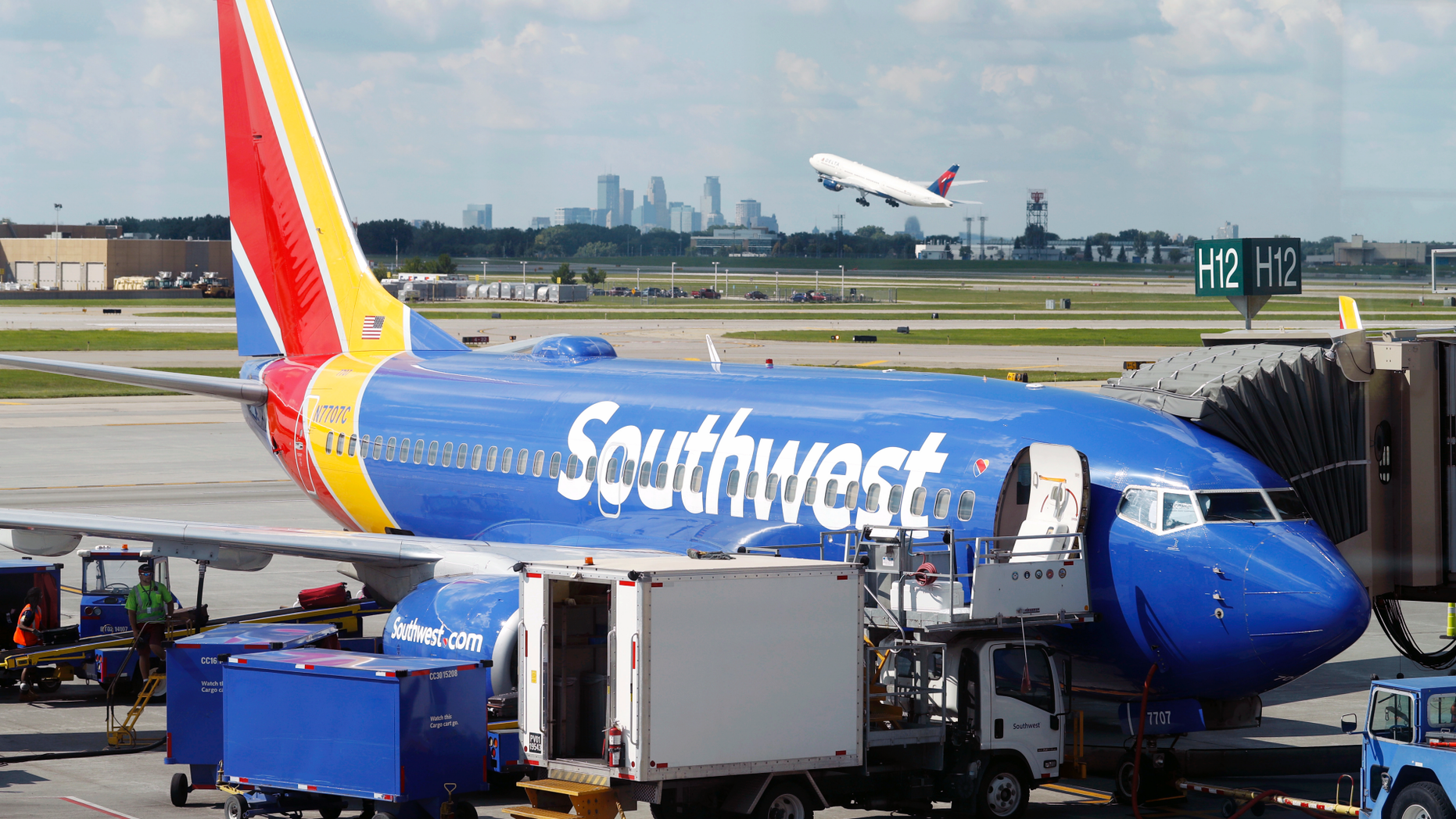 FEATURE: A Southwest Airlines Boeing 737 is preparing to depart for the Minneapolis International Airport in Denver. (AP)