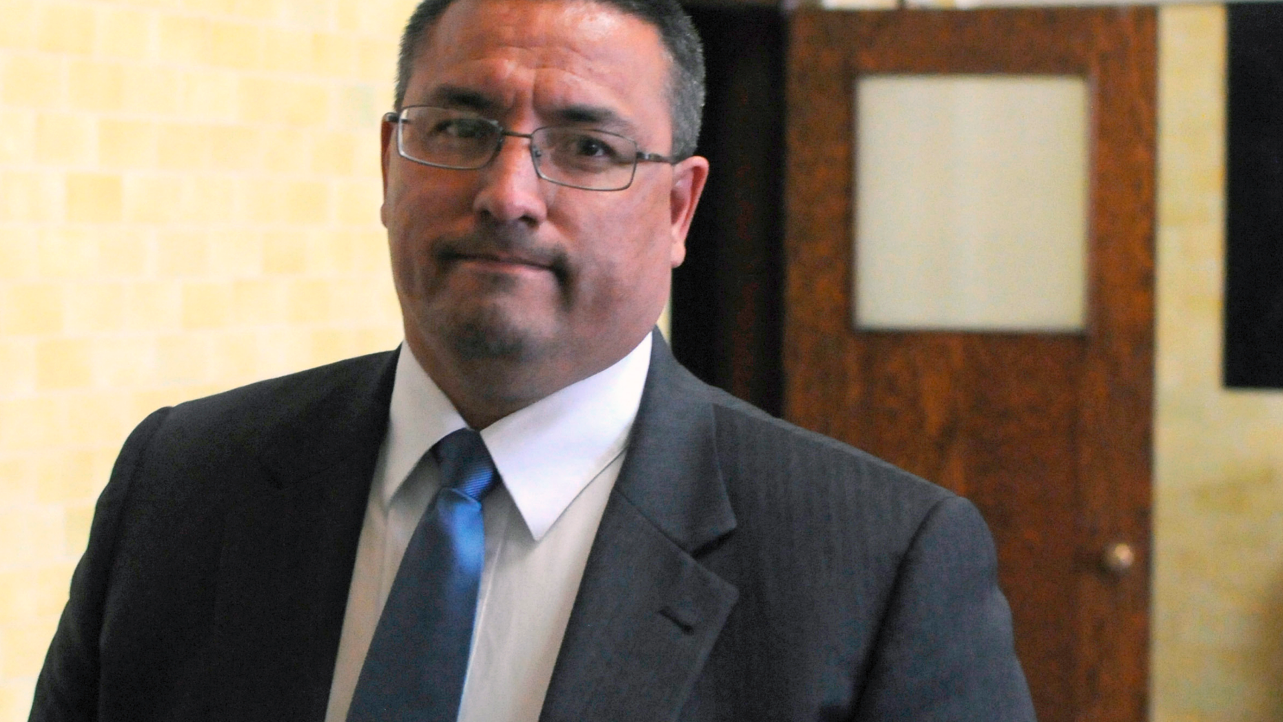 FILE - In this March 22, 2016, file photo, Stacy Phelps leaves his initial appearance at the Charles Mix County Courthouse in Lake Andes, S.D. Phelps, the former CEO of the American Indian Institute for Innovation, was found not guilty late Thursday, Oct. 11, 2018, of falsifying evidence and conspiring to offer forged or fraudulent evidence. (AP Photo/James Nord, File)
