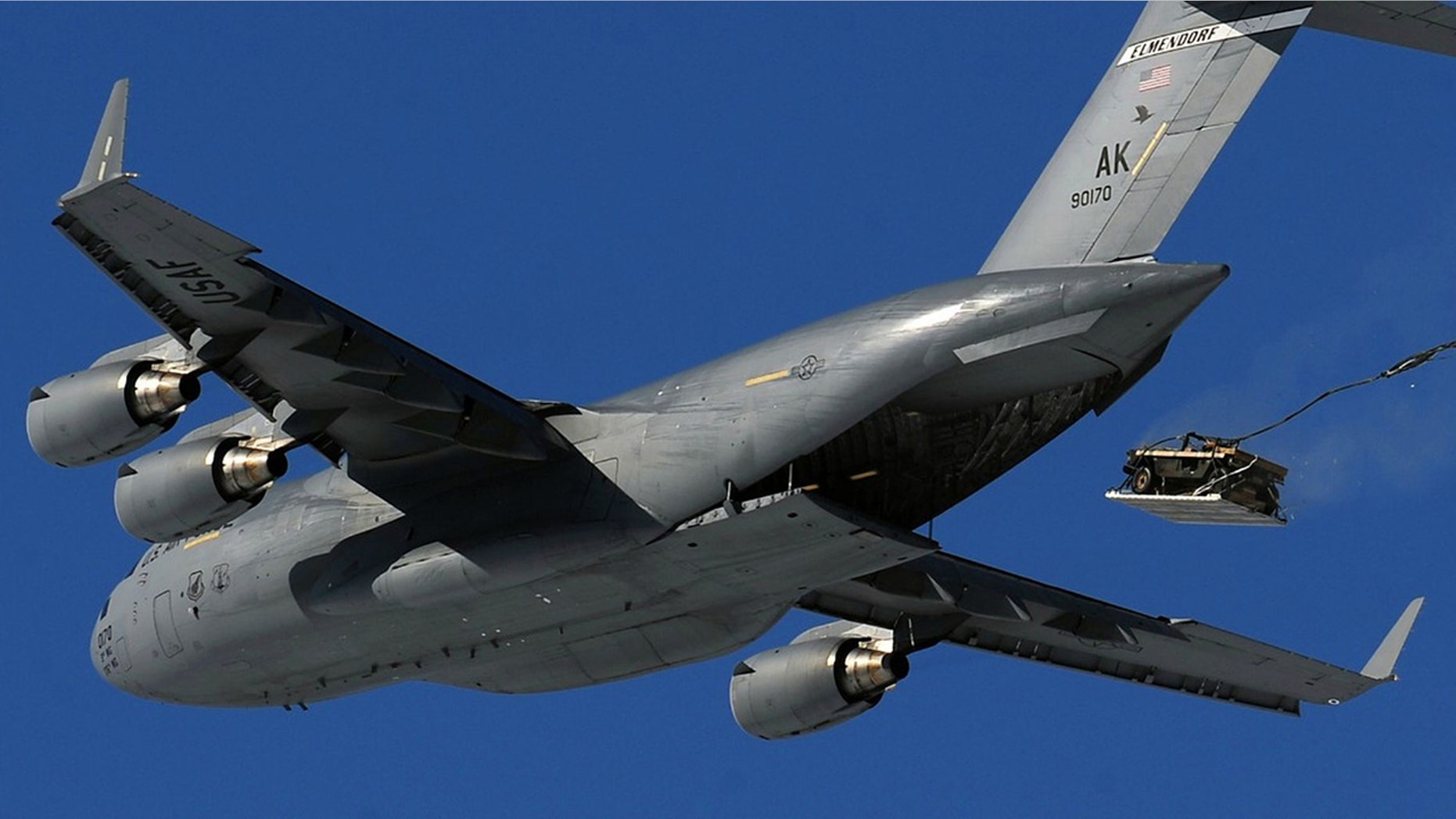 Military officials say an Air Force C-17 prematurely dropped a Humvee by parachute into rural North Carolina, miles from the intended target, but no injuries were reported on the ground.