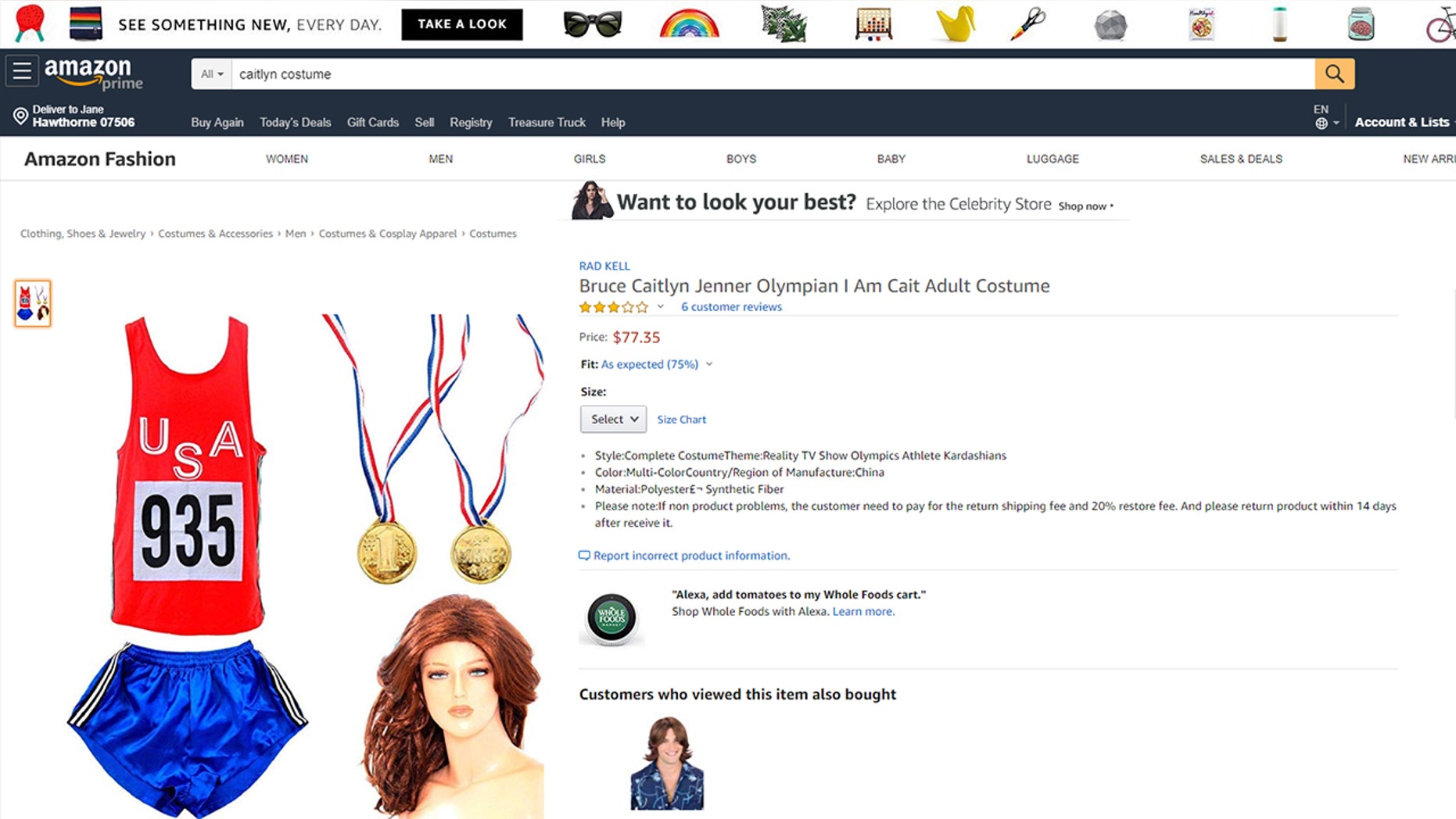 The costume is no longer available from Costume Agent, though another seller (above) was offering what appeared to be the same item on Amazon as of Thursday.