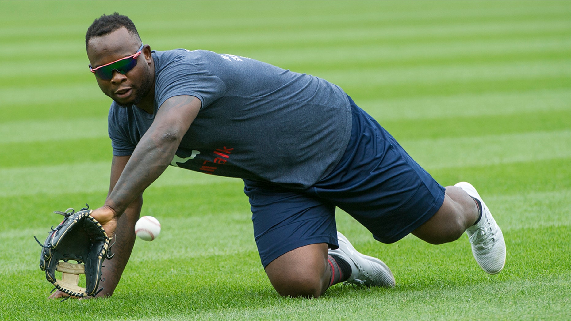 In this Aug. 30, 2018 file photo, Minnesota Twins' Miguel Sano warms up before a baseball game, in Cleveland.