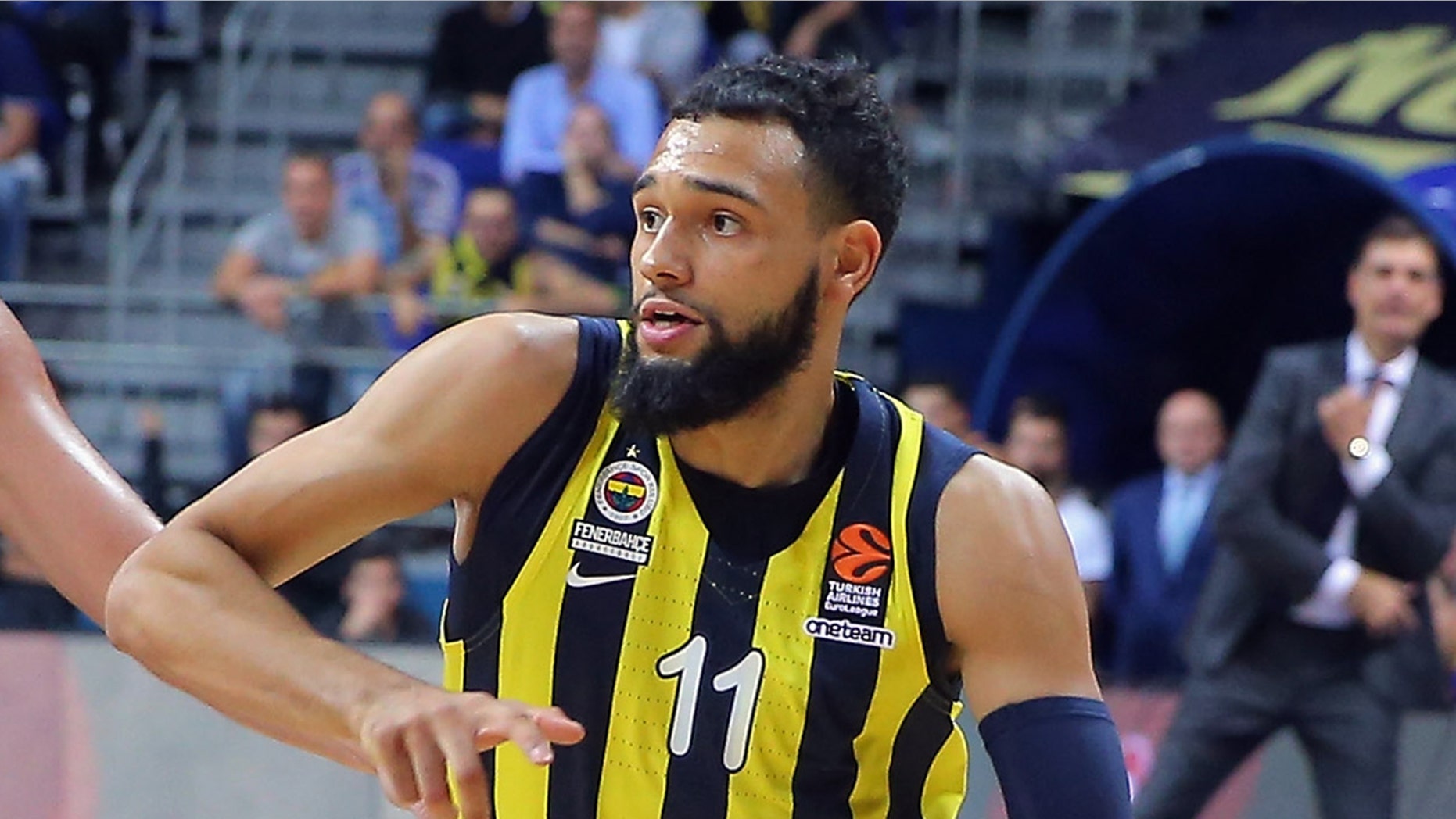 Tyler Ennis, #11 of Fenerbahce Istanbul in action with Alexey Shved, #1 of Khimki Moscow during the 2018/2019 Turkish Airlines EuroLeague.