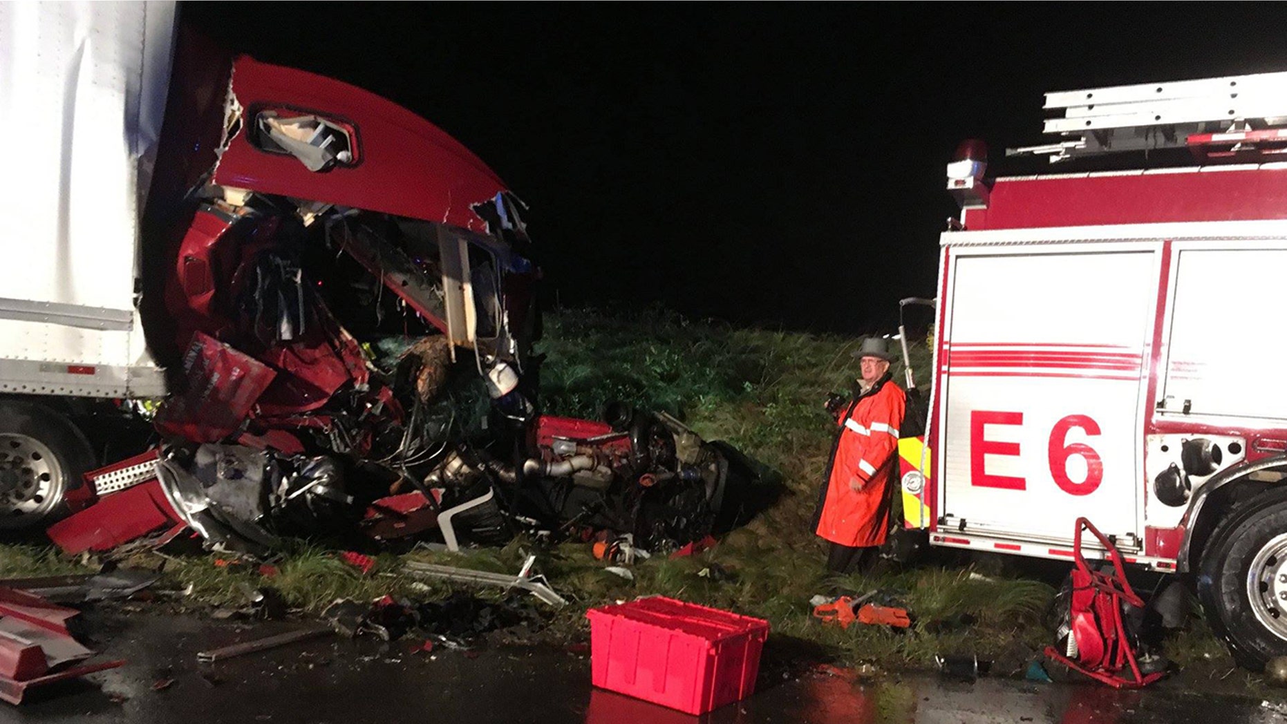 Virginia firefighter Lt. Brad Clark died Thursday evening after a semi-truck crashed into a firetruck.