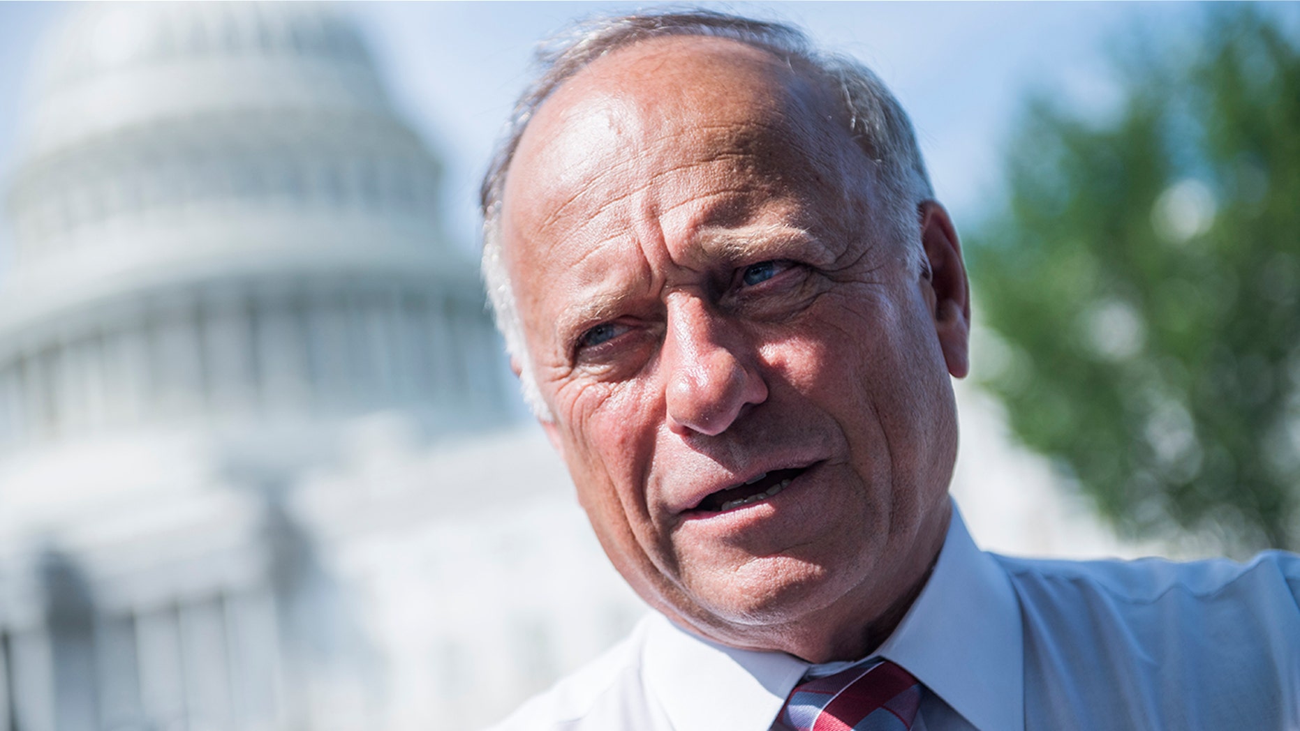 Rep. Steve King, R-Iowa, attends a rally with Angel Families on the East Front of the Capitol to highlight crimes committed by undocumented immigrants in the U.S., on September 7, 2018. (Photo By Tom Williams/CQ Roll Call)