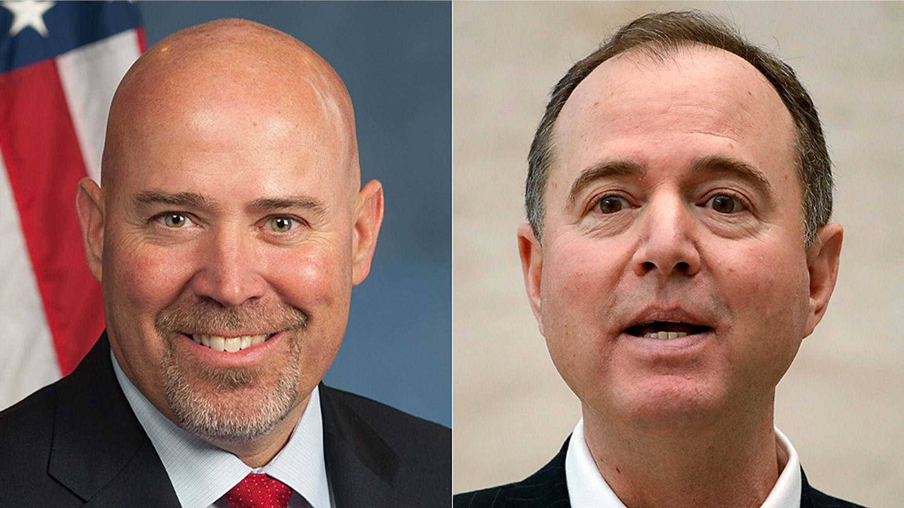 Rep. Tom MacArthur, left, denies accusations of bigotry from Rep. Adam Schiff.