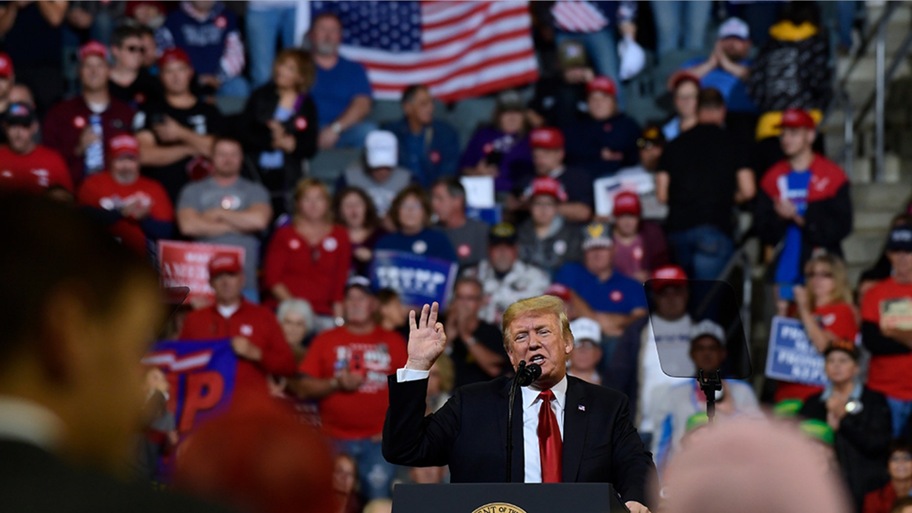 President Donald Trump speaks at a rally in Council Bluffs, Iowa, Tuesday, Oct. 9, 2018. (AP Photo/Susan Walsh)