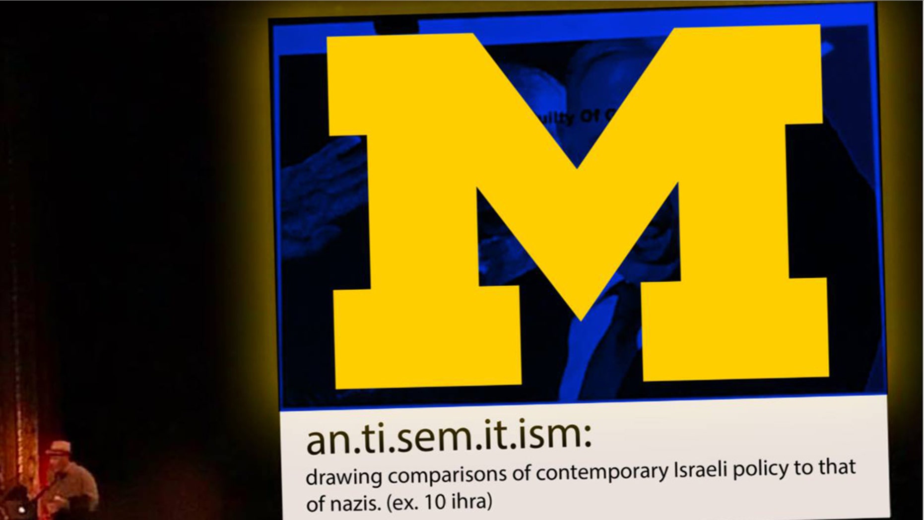 Alexa Smith, a student at the University of Michigan made the following graphic after having to sit through a mandatory art lecture that featured a slide comparing Israeli Prime Minister Benjamin Netanyahu to Adolf Hitler.