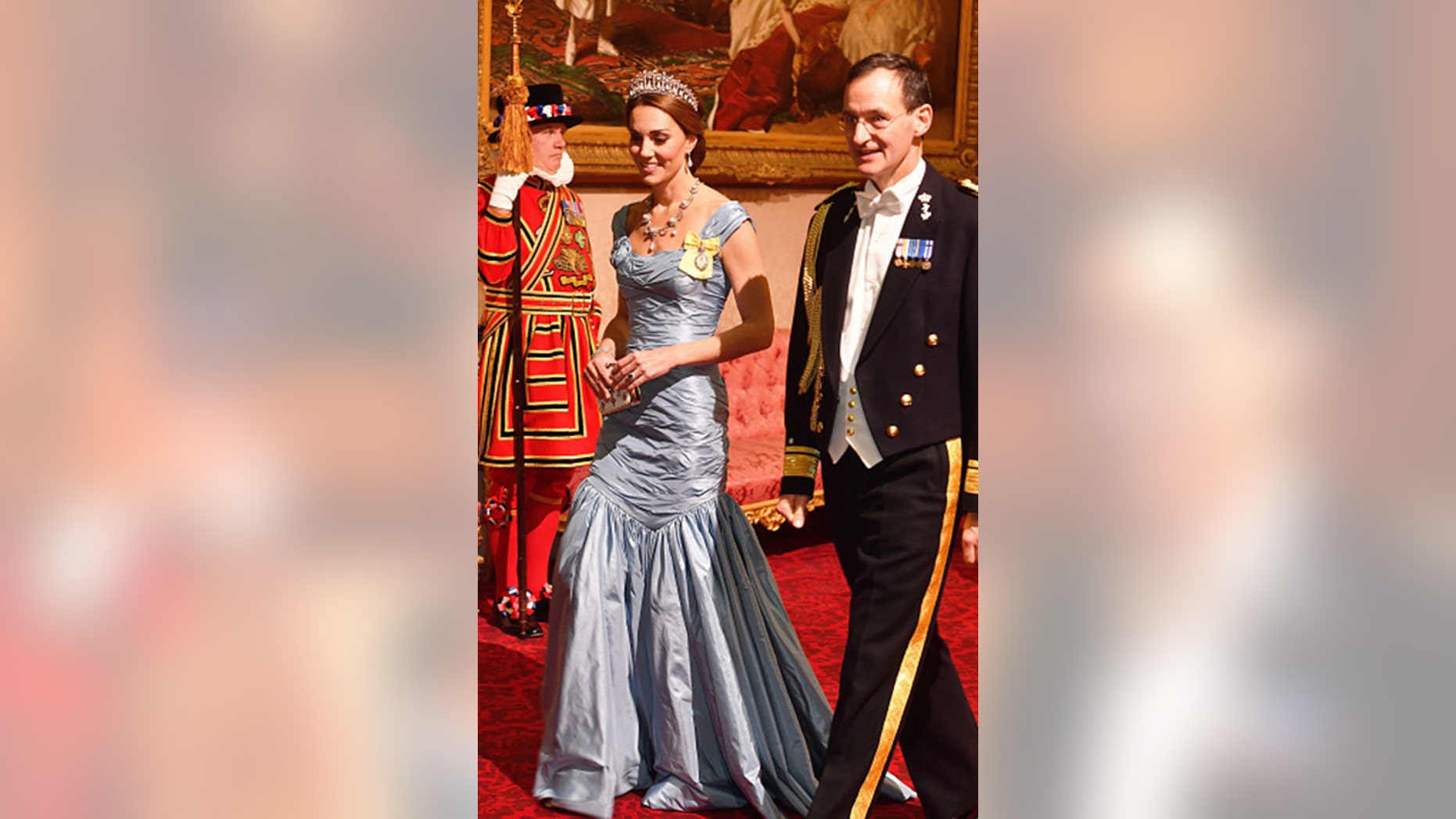 Catherine, Duchess of Cambridge was slammed on social media for her evening gown during a state banquet at Buckingham Palace on Oct. 23, 2018. (John Stillwell - WPA Pool/Getty Images)