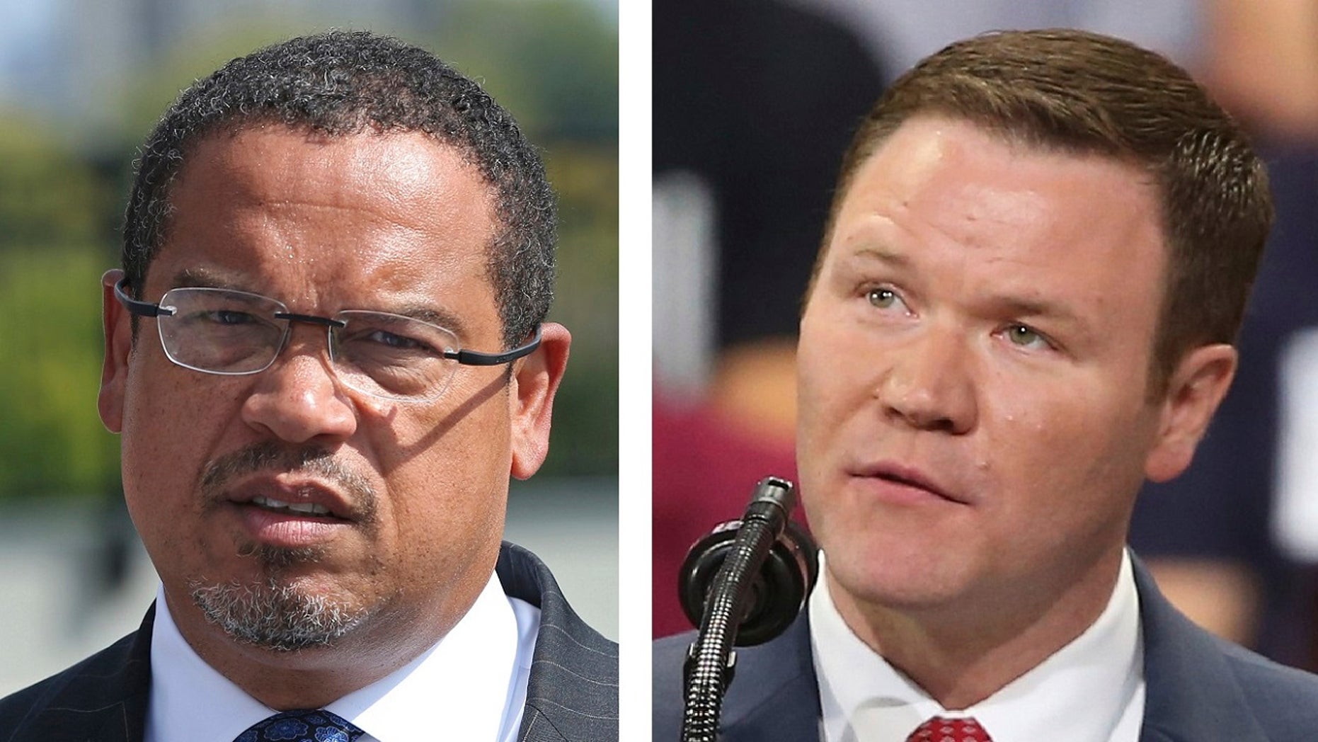 Representative Keith Ellison, D-Minn., Left, and former representative of state representative Doug Wardlow, participate in a close race for the Minnesota Attorney General.  