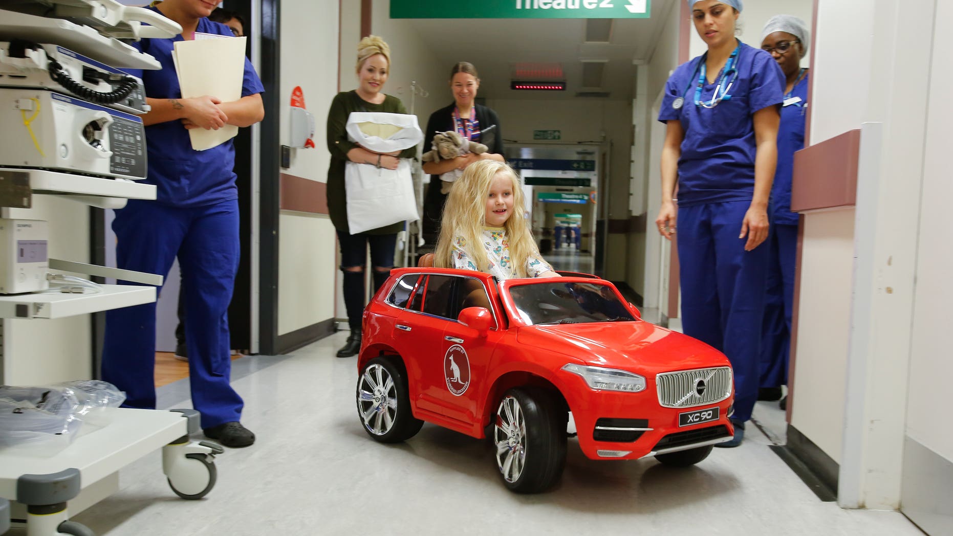 Sophia Mars, was the first child patient to drive a new electric car into surgery at Leicester Royal Children's Hospital.