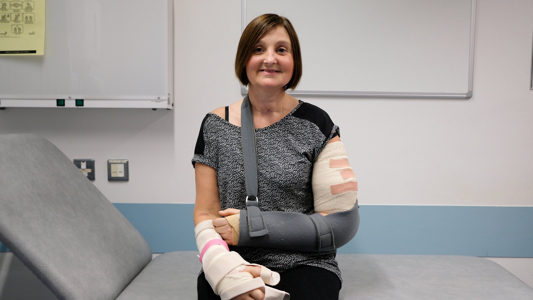 Tania Jackson of Hull after her double hand transplant pictured at Leeds General Hospital.