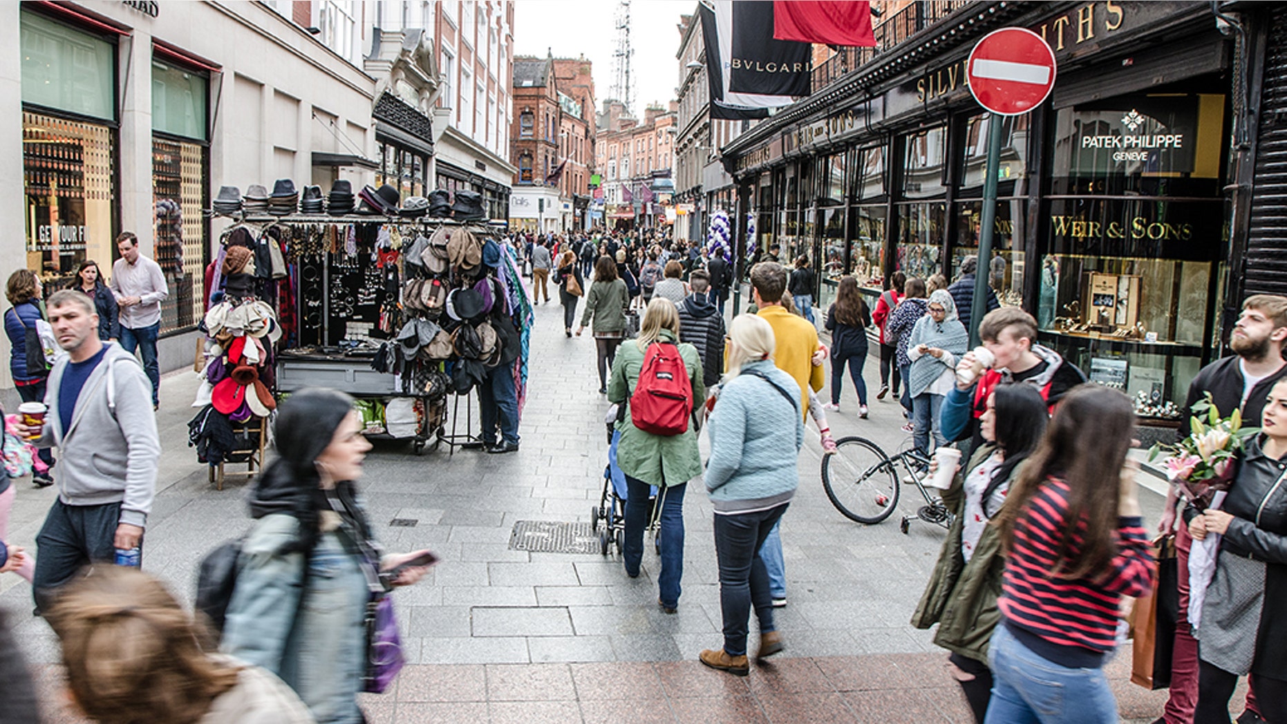 A crowd on Grafton Street in Dublin; There are 1,367 families in homeless accommodation in Dublin and this figure is increasing year on year.<br data-cke-eol="1">