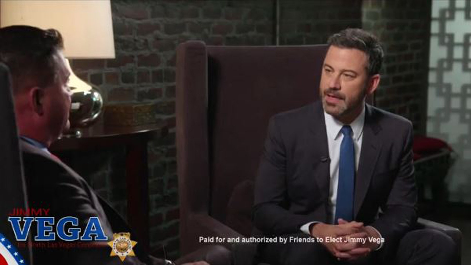 Jimmy Kimmel appears in a campaign video to support his longtime friend Jimmy Vega for North Las Vegas constable. 