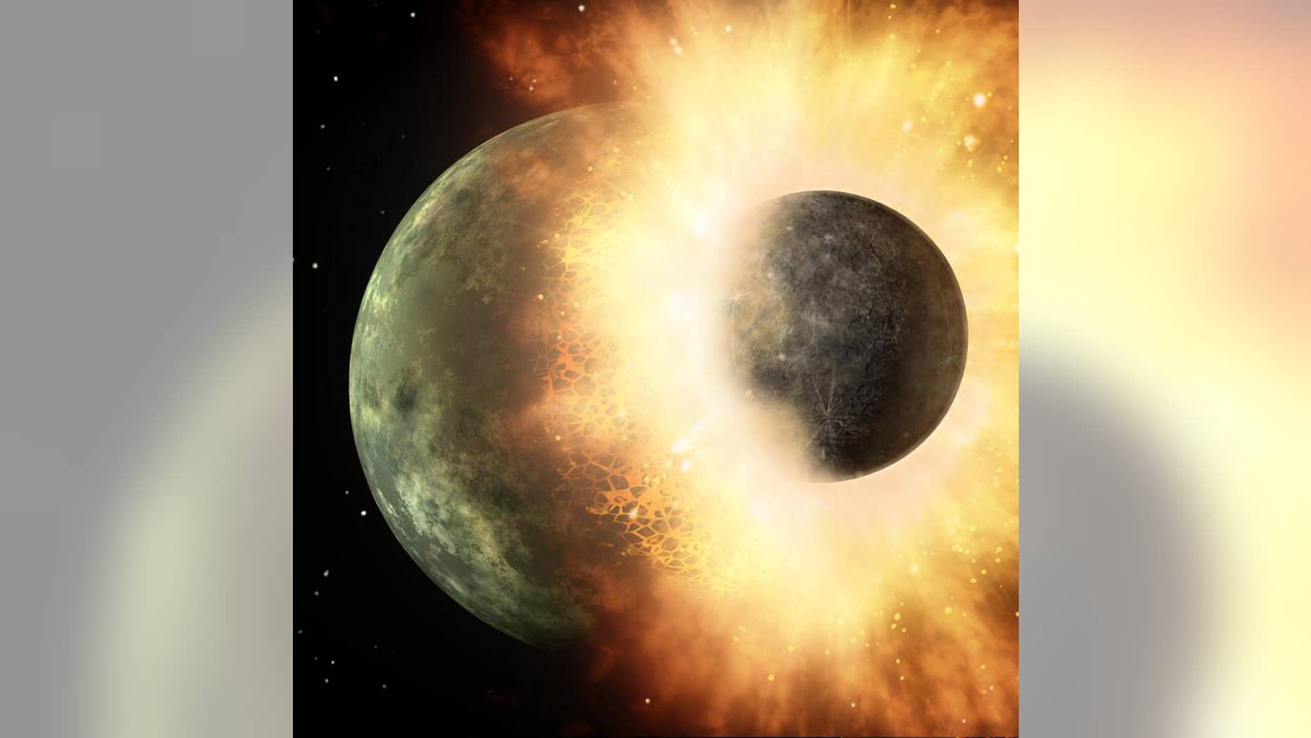 Whether Mercury formed from a single collision, as shown in this artistic image, or from a rain of impacts, it is probably fairly unique among the planets of the galaxy.