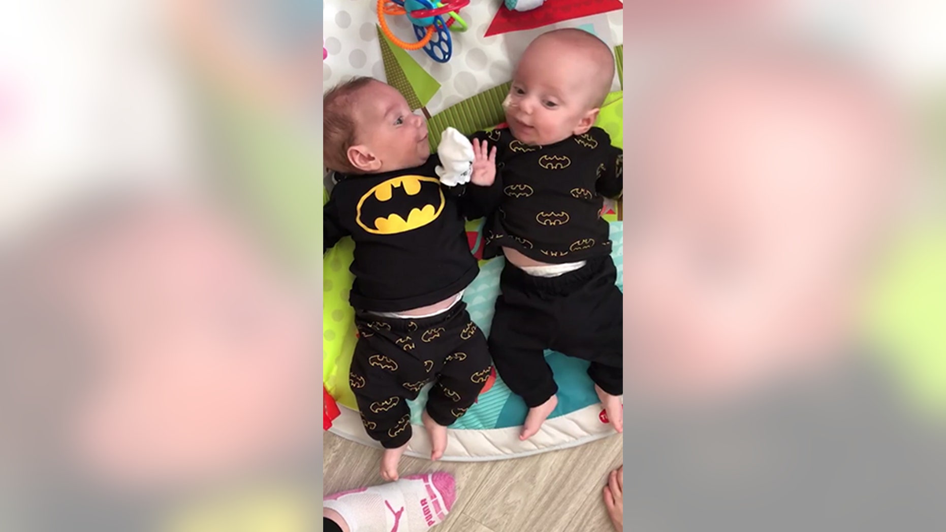 They were given just a one percent chance of survival after doctors detected they were suffering from twin-to-twin transfusion syndrome in the womb.