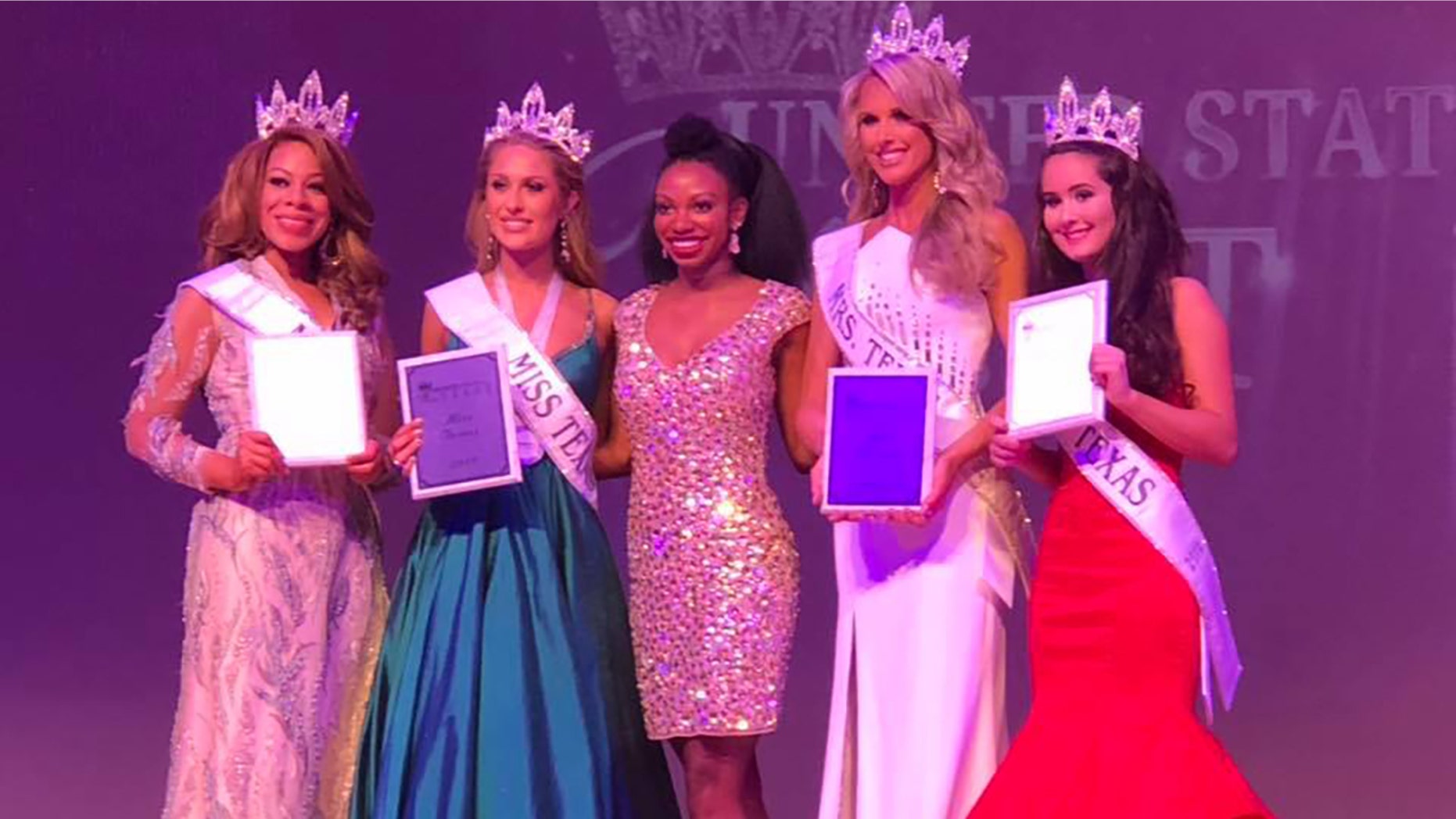K-9 officer Shannon Dresser, 30, second from right, was crowned Mrs. Texas on Sunday.