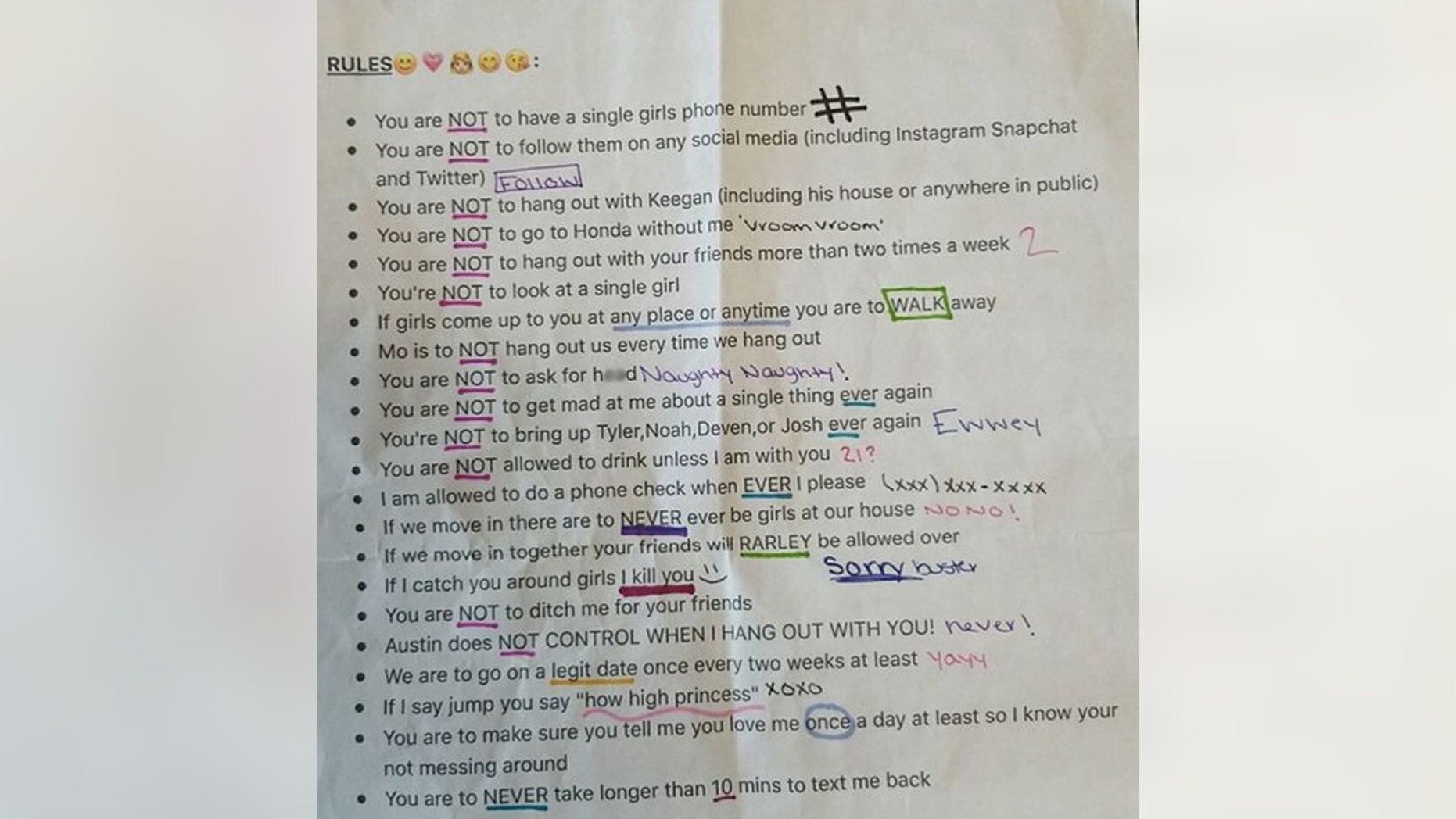 Girlfriends Controlling List Of 22 Rules For Boyfriend -9037