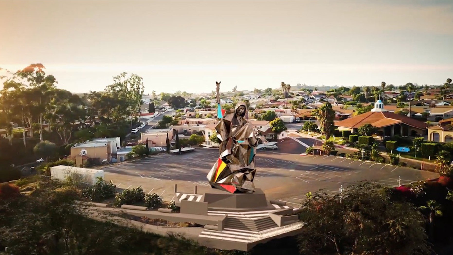 Rendering of the 40-foot statue of the Virgin Mary planned for the U.S.-Mexico border.