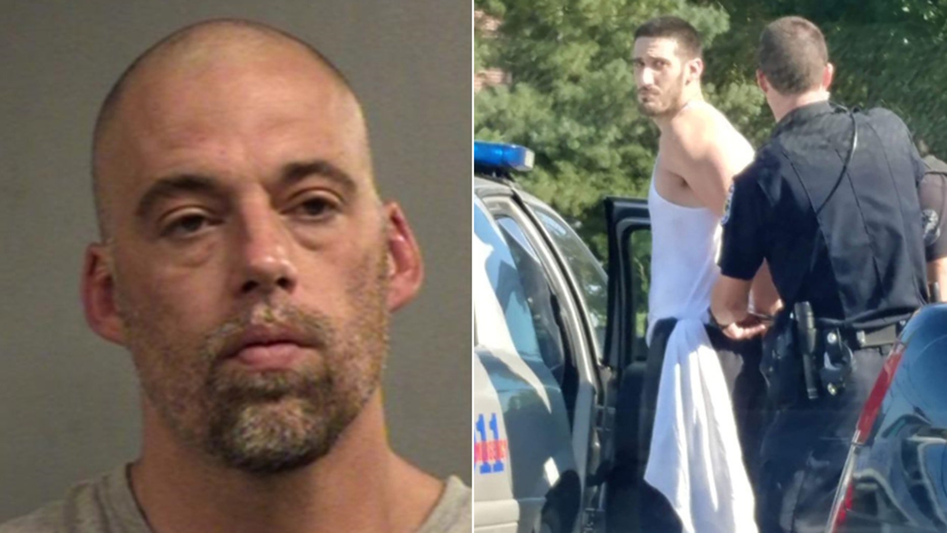 Jeremy Hunt, left, is still at large Monday after Louisville police captured Justin Stumler.