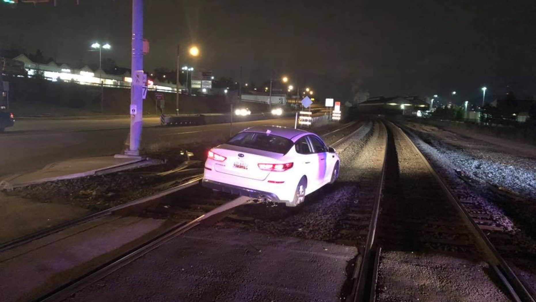 A woman in Pennsylvania was cited for careless driving after she drove onto train tracks because "her GPS advised her to go this way," police said.