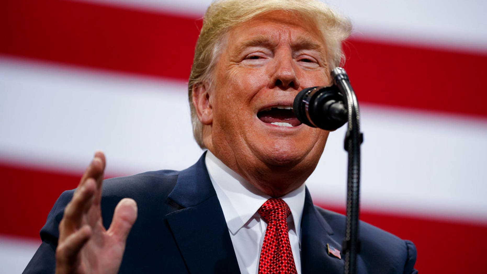 FILE: President Donald Trump speaking during a campaign rally at the Mayo Civic Center in Rochester, Minn.