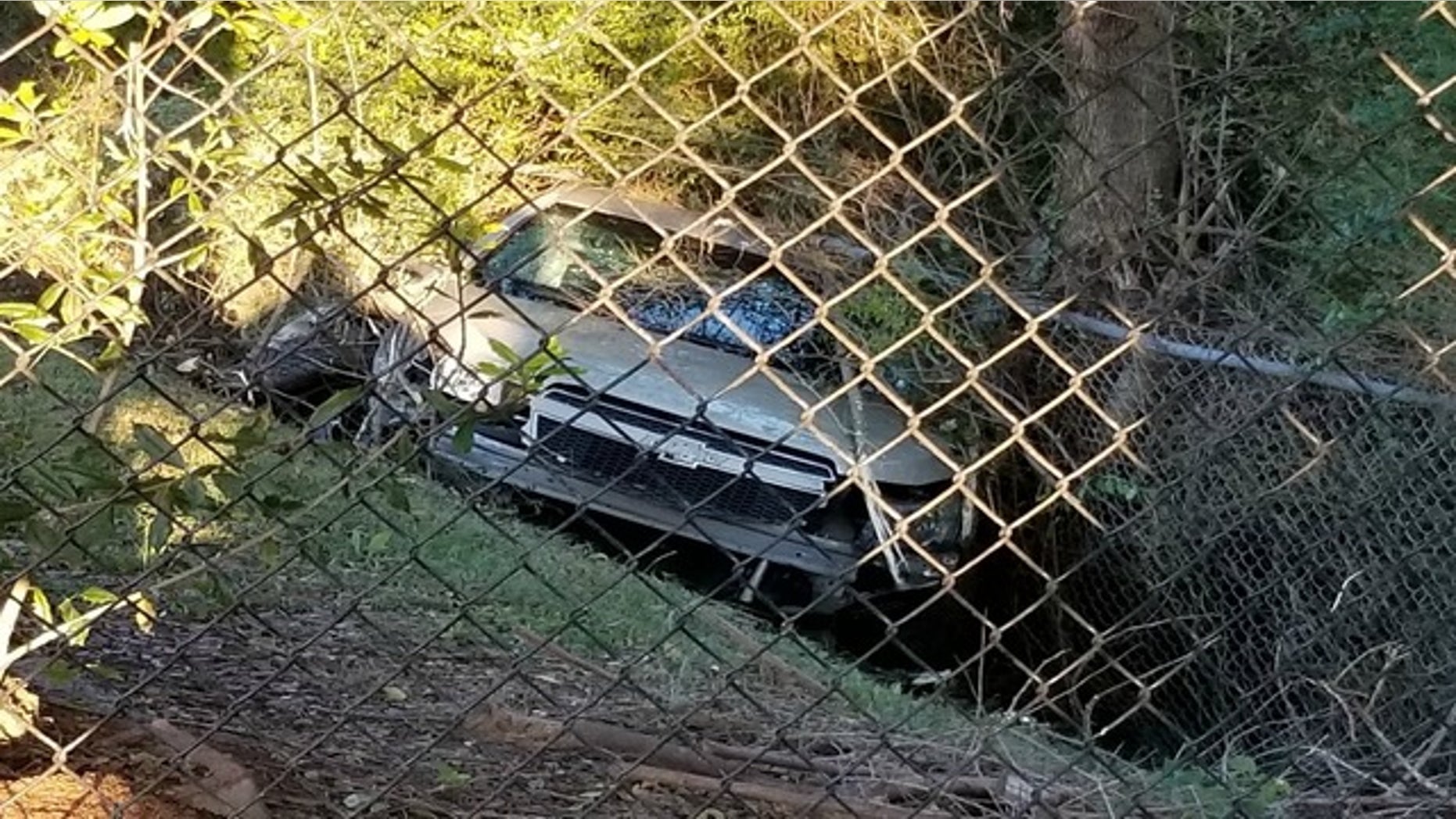 A man was hospitalized after he was shot while driving, causing him to lose control of his vehicle.