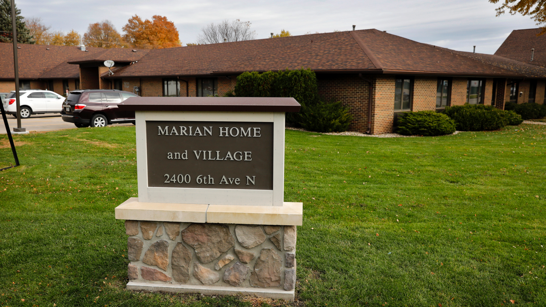 This Oct. 26, 2018 photo shows Marian Home and Village in Fort Dodge, Iowa. A bishop is vowing to relocate a priest who had been placed in the Iowa retirement home next to a Catholic school, despite a history of sexually abusing boys. The move comes in response to an Associated Press story exposing the church's three-decade cover-up of abuse committed by the Rev. Jerome Coyle. Coyle admitted in 1986 that he had sexually abused approximately 50 boys over the prior 20 years while serving at several parishes in Iowa. (AP Photo/Charlie Neibergall)