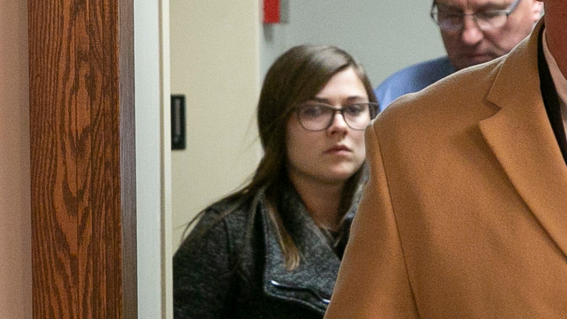 Alyssa Shepherd leaves the Fulton County Courthouse after her initial court appearance on Thursday, Nov. 15, 2018, in Rochester, Ind. Shepherd is accused of striking and killing three children with a pickup truck as they crossed a highway to board a school bus. (Santiago Flores/South Bend Tribune via AP)