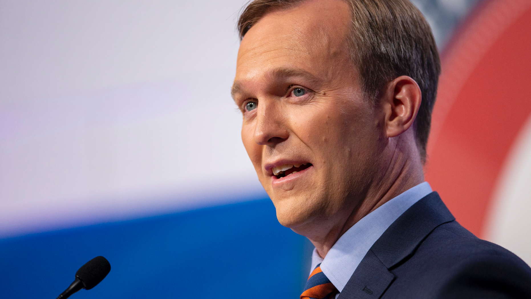 FILE - In this Oct. 15, 2018, file photo, Salt Lake County Mayor Ben McAdams answers a question as he and U.S. Rep. Mia Love participate in a debate in Sandy, Utah, as the two battle for Utah's 4th Congressional District. McAdams declared victory Monday, Nov. 19, 2018, in the tight race, but Love didn’t concede and The Associated Press has not called the race. (Scott G Winterton/Deseret News, via AP, Pool, File)