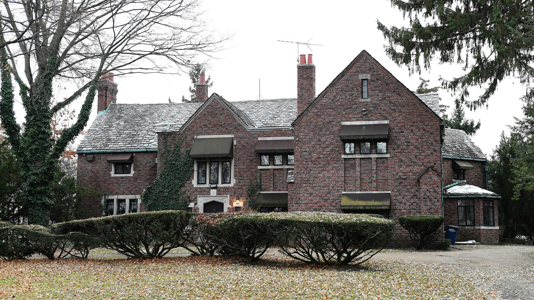 This Friday, Nov. 23, 2018 photo shows a historic Detroit mansion owned by late singing legend Aretha Franklin, which was recently sold. (Robin Buckson/Detroit News via AP)
