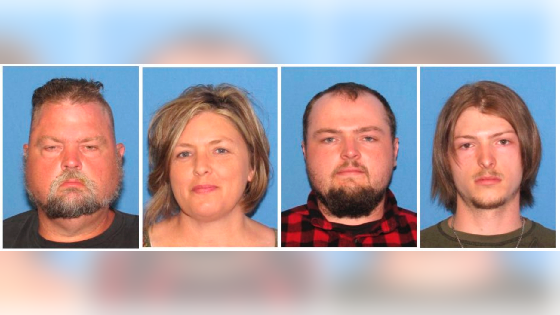 These undated images released by the Ohio Attorney General's office, show from left, George "Billy" Wagner III, Angela Wagner, George Wagner IV and Edward "Jake" Wagner. Authorities announced Tuesday, Nov. 13, 2018, that the family of four has been arrested in the slayings of eight members of one family in rural Ohio two years ago. (Ohio Attorney General's office via AP)