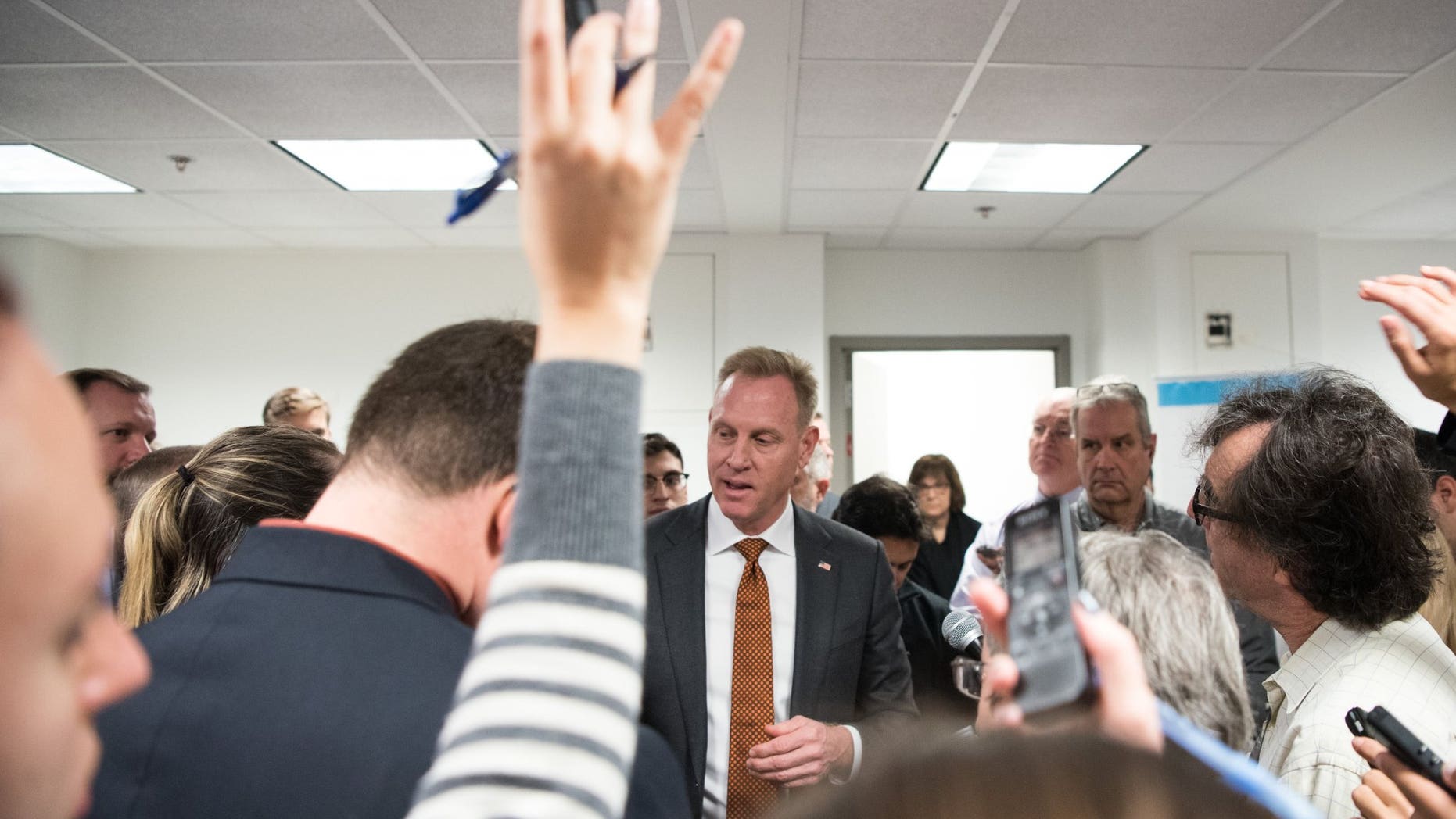 Deputy Secretary of Defense Patrick M. Shanahan talks with the press on Thursday.