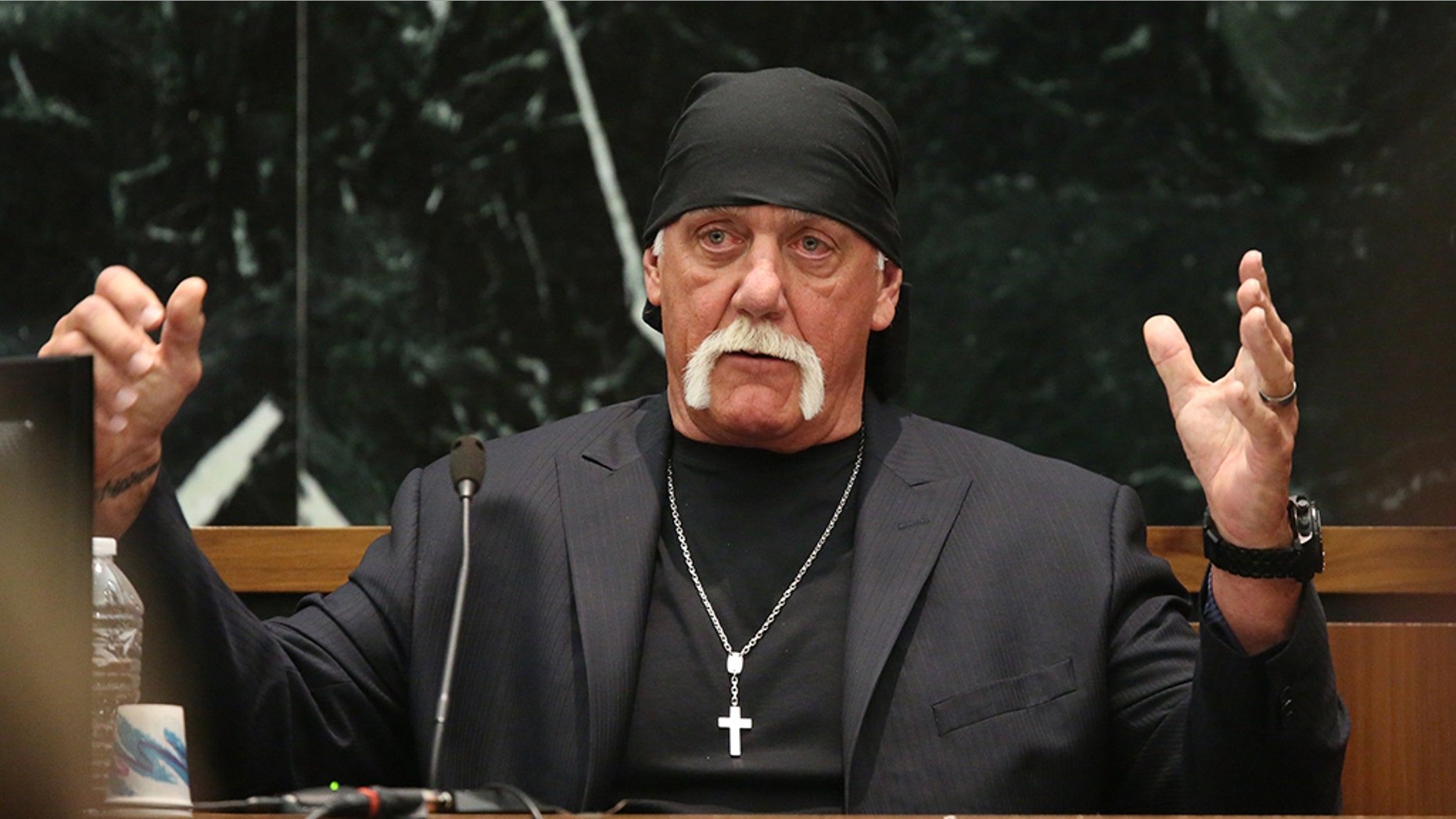 Terry Bollea, aka Hulk Hogan, testifies in court during his trial against Gawker Media, in St Petersburg, Florida March 8, 2016. Hogan testified on Tuesday he no longer was "the same person I was before" following personal setbacks and the humiliation suffered when the online news outlet Gawker posted a video of him having sex with a friend's wife. REUTERS/Tampa Bay Times/John Pendygraft/Pool MANDATORY NYPOST OUT - TM3EC3816Q501