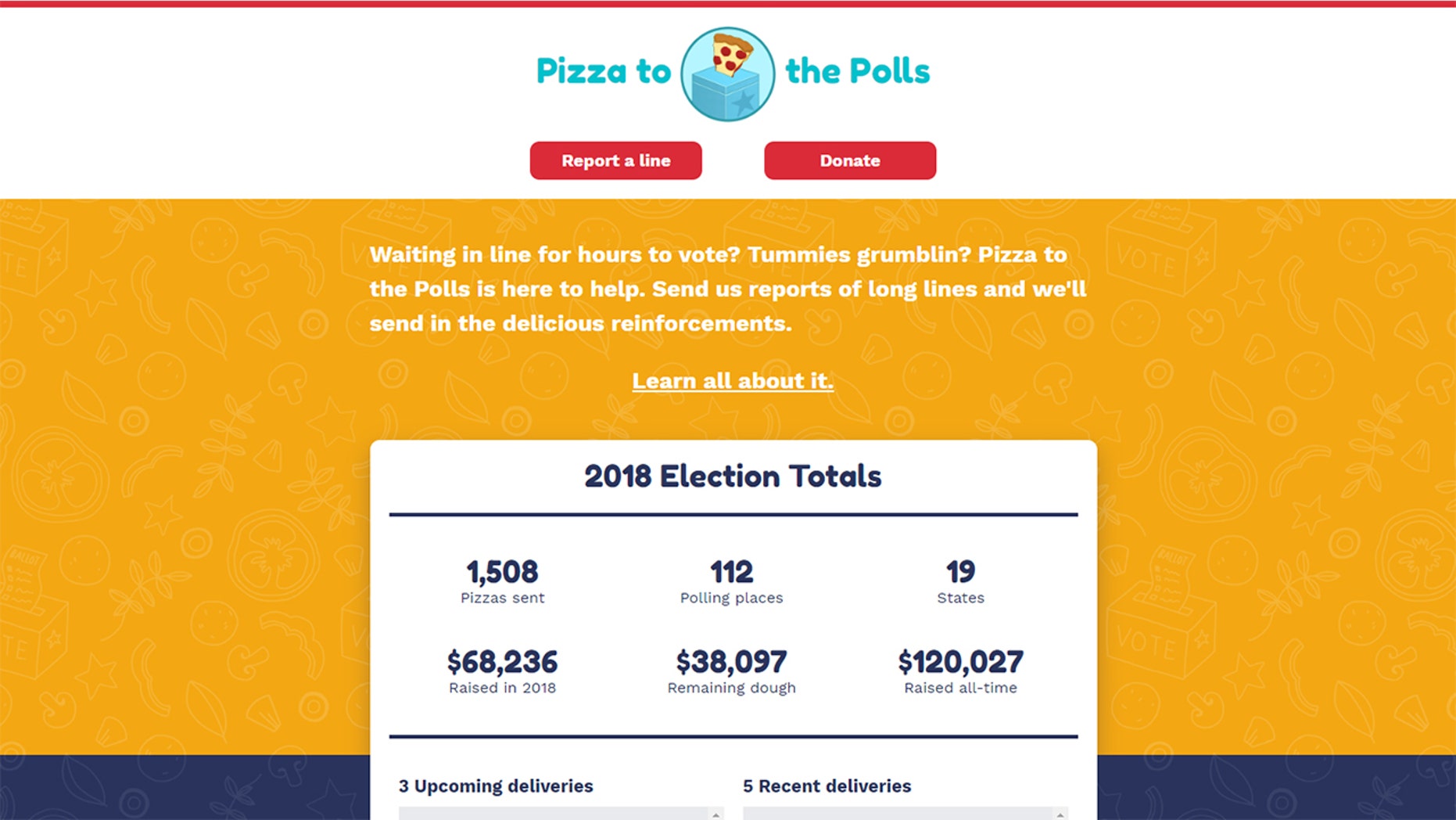 The organization's official website shares stats of deliveries and donations, seen here as of Tuesday morning.