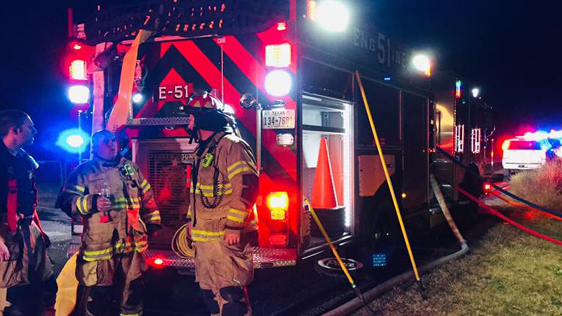 A Texas family of eight was rescued from a fire in their mobile home.