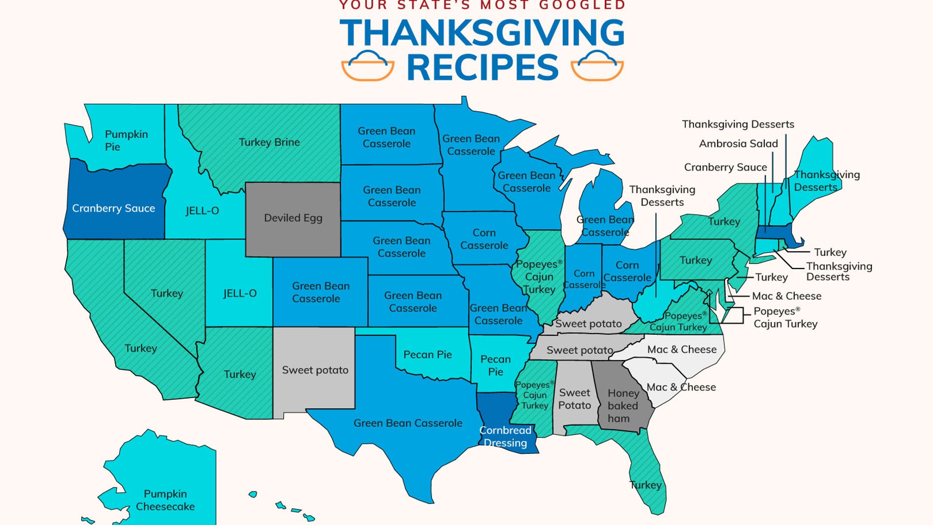 A report shows the most searched for recipe by state.