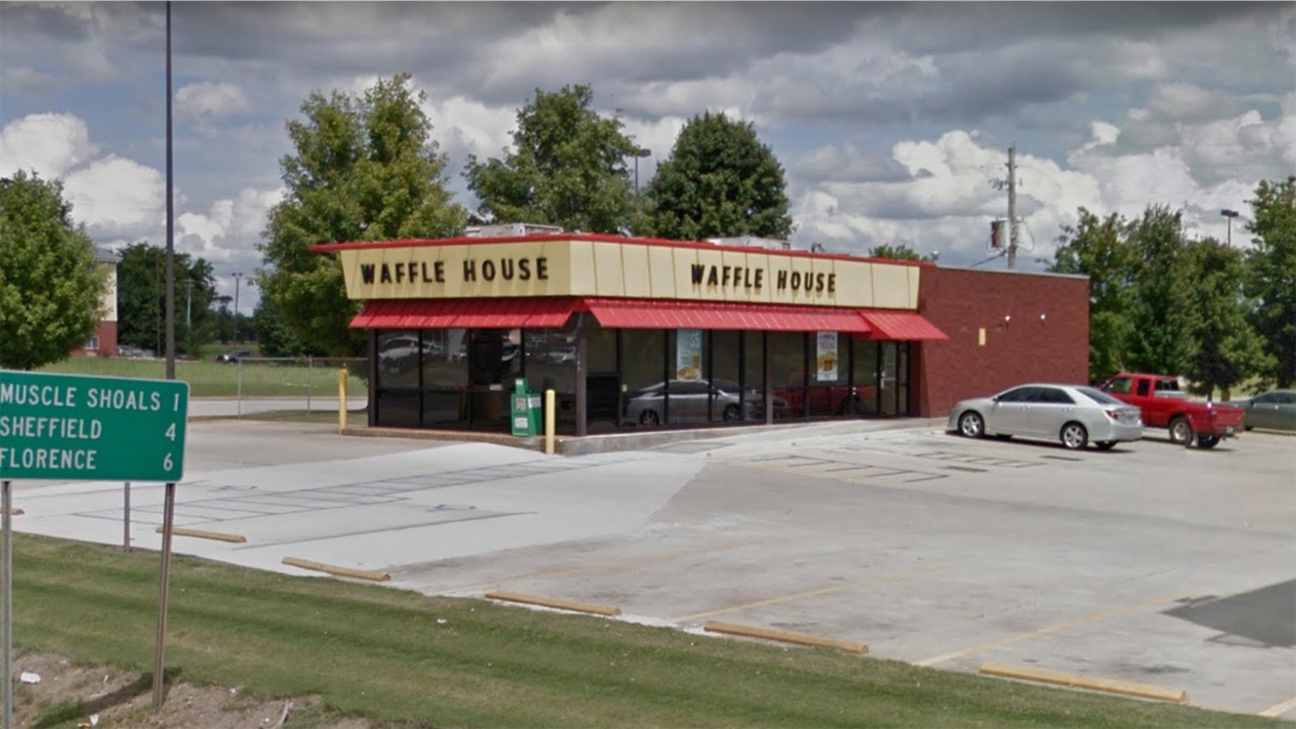 The Waffle House, located in Tuscumbia, Ala., is said to have suffered extensive damage.