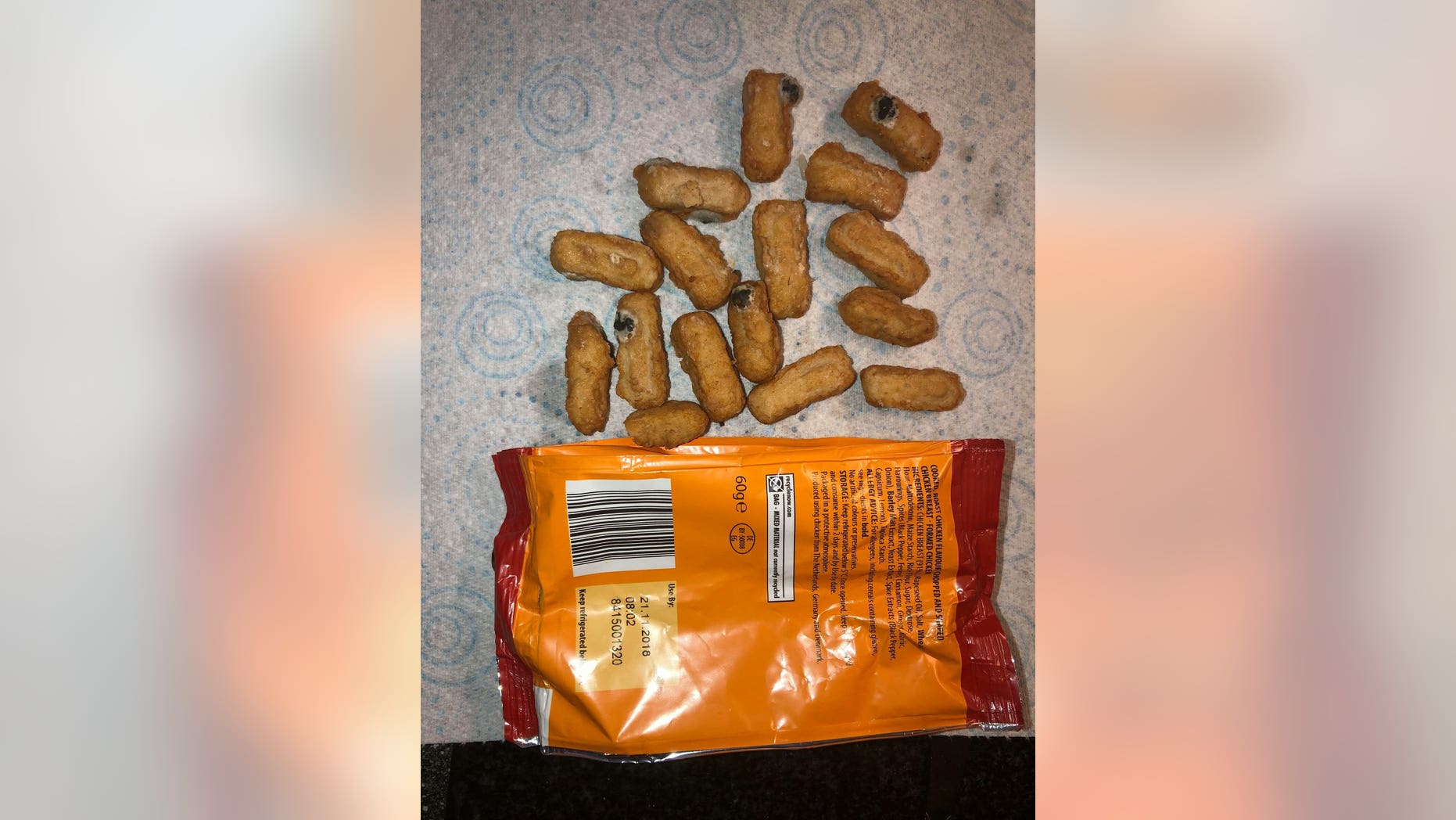 Jamie Molyneux, 20, made the discovery as he prepared his son's lunch after purchasing the snack from Aldi supermarket last week.
