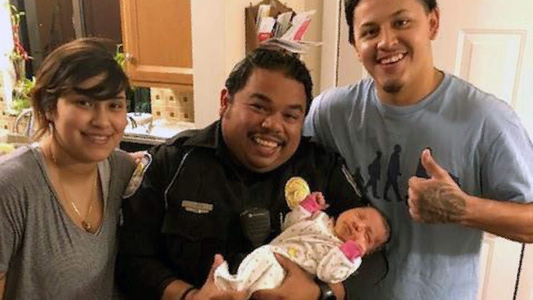 Florida police officer Jorge Goz made a split-decision that saved a couple's newborn daughter.