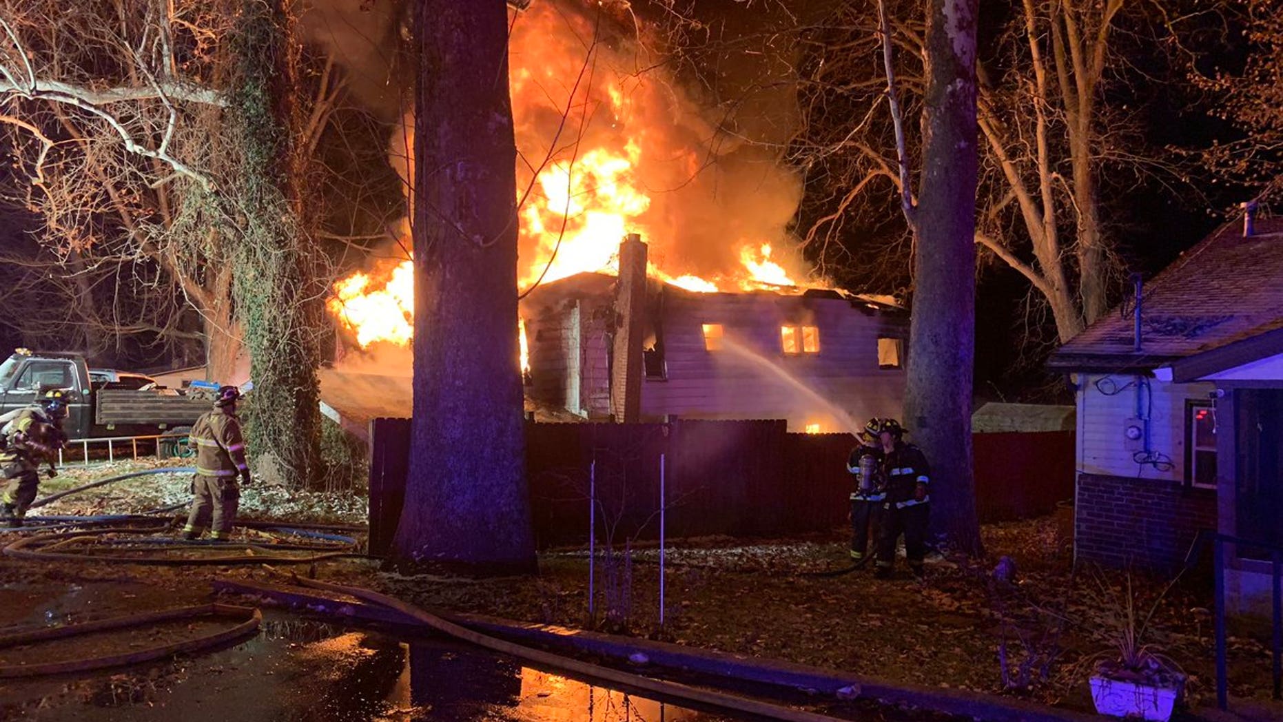 Firefighters respond to morning fire in rural Indians.